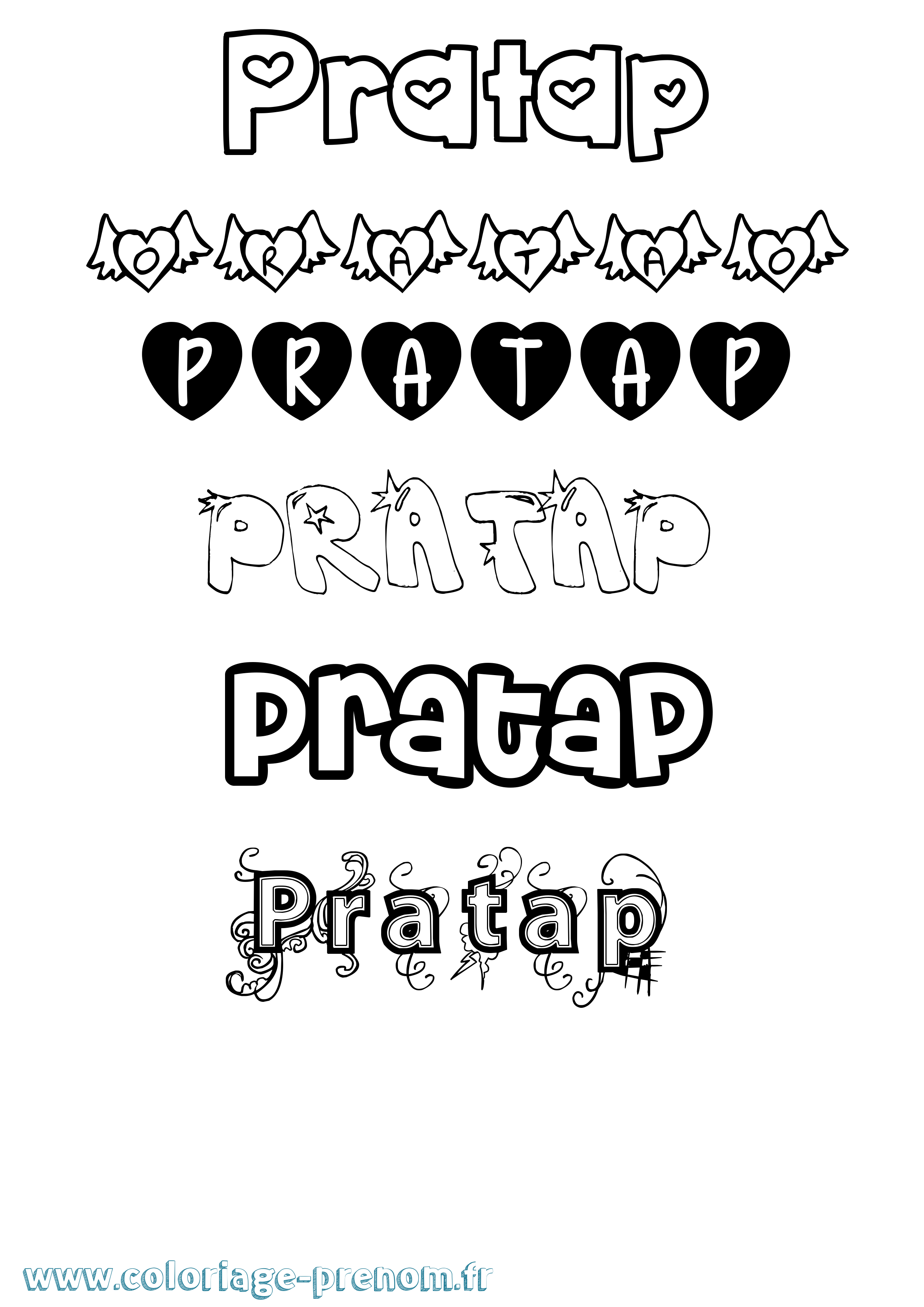 Coloriage Pratap Girly Coloriage prénom Pratap Girly