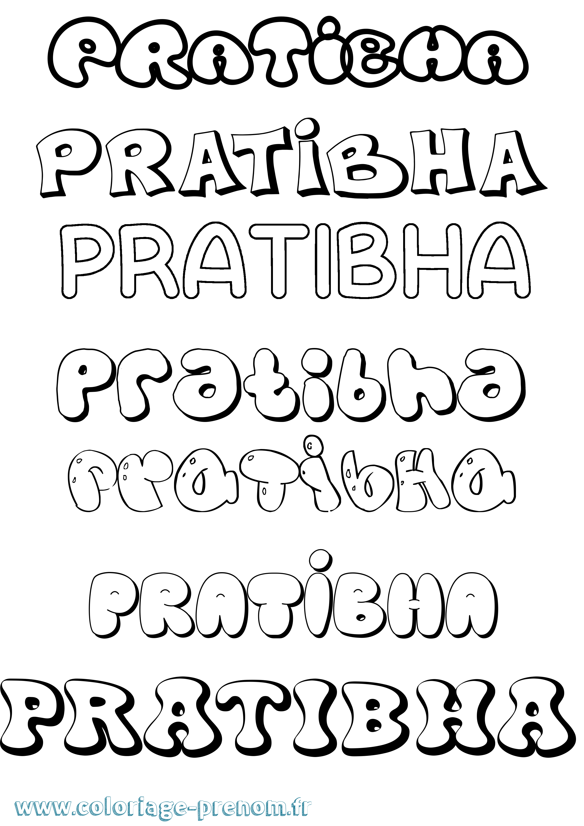 Coloriage Pratibha Bubble Coloriage prénom Pratibha Bubble