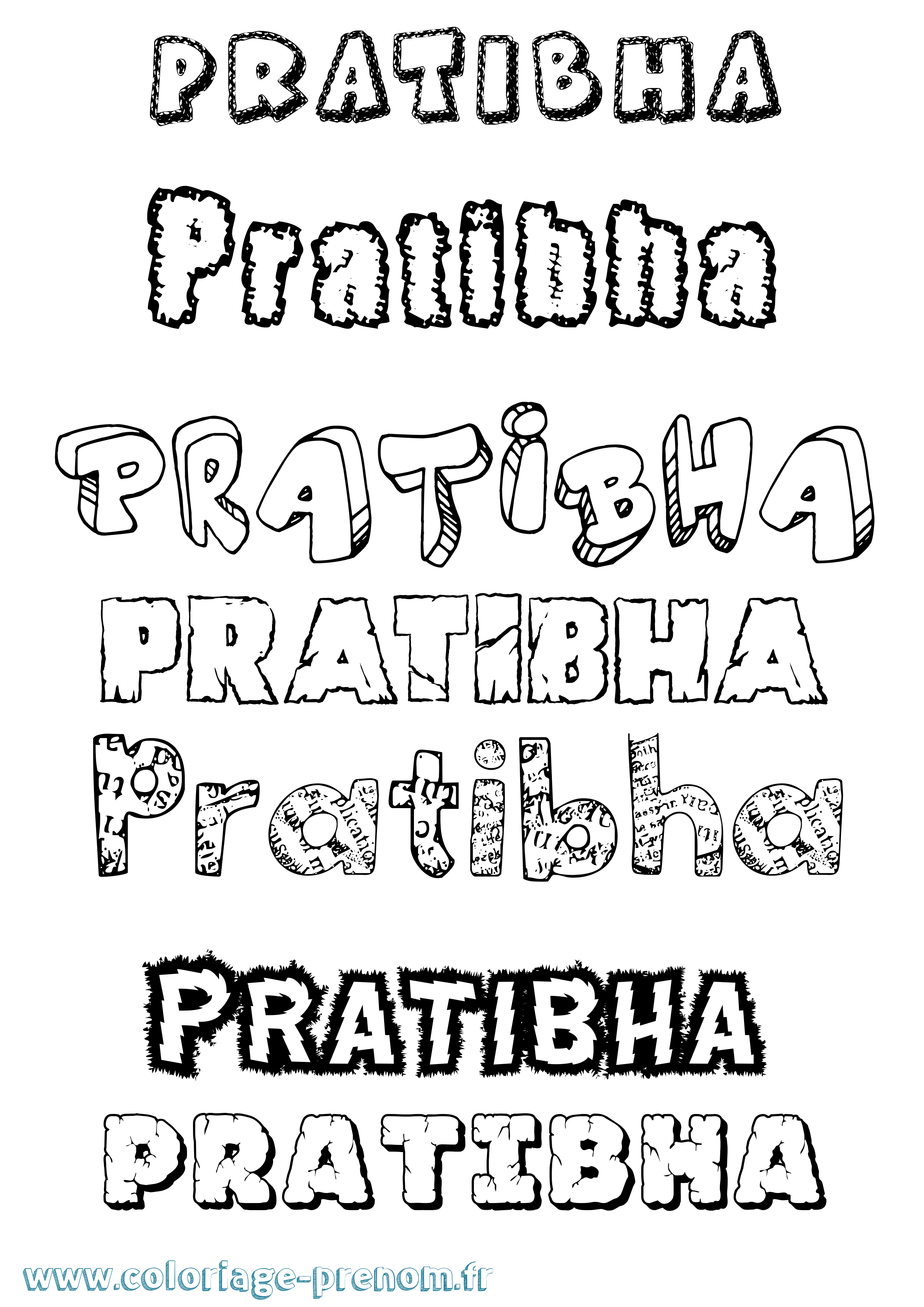 Coloriage Pratibha Destructuré Coloriage prénom Pratibha Destructuré