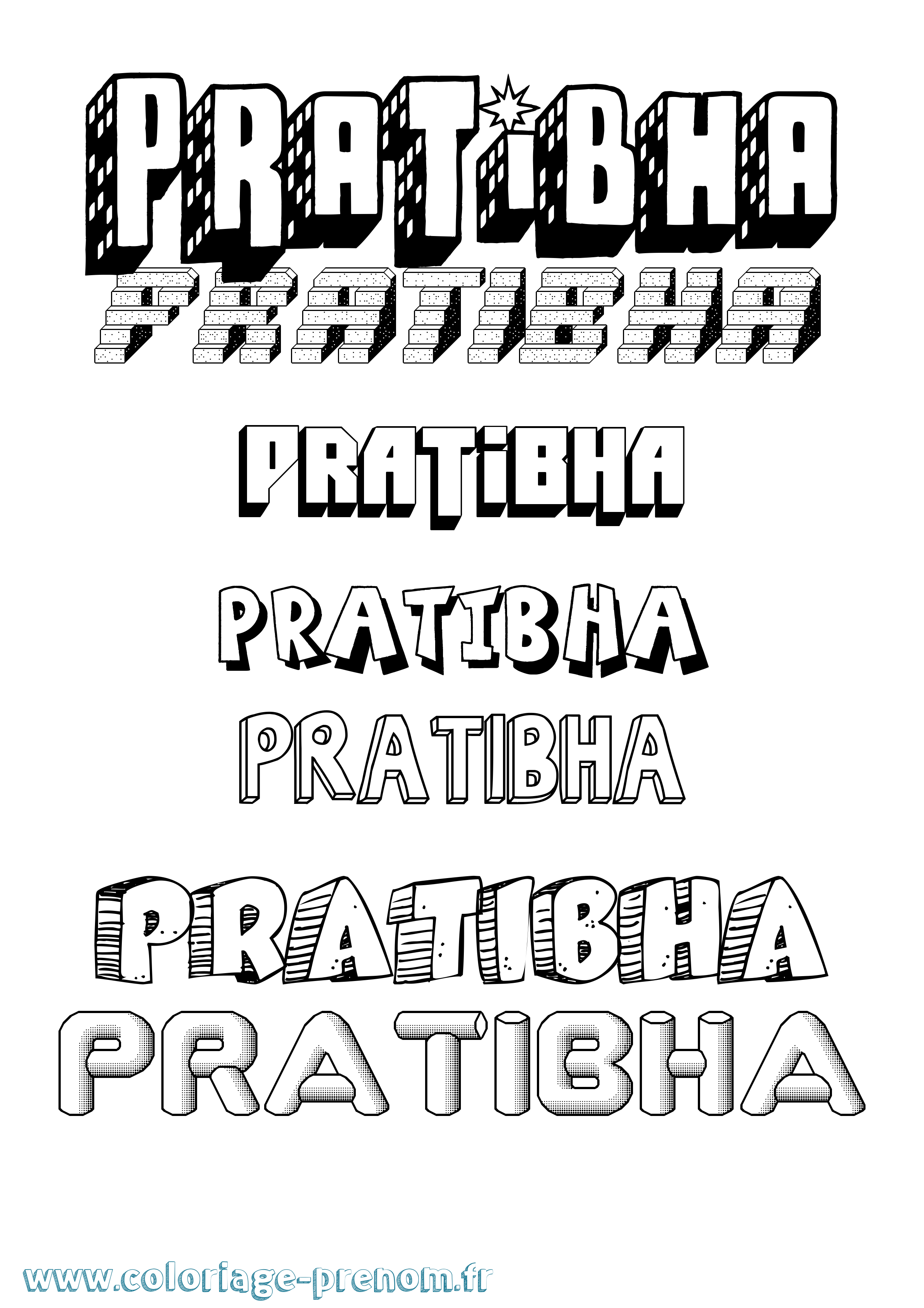 Coloriage Pratibha Effet 3D Coloriage prénom Pratibha Effet 3D