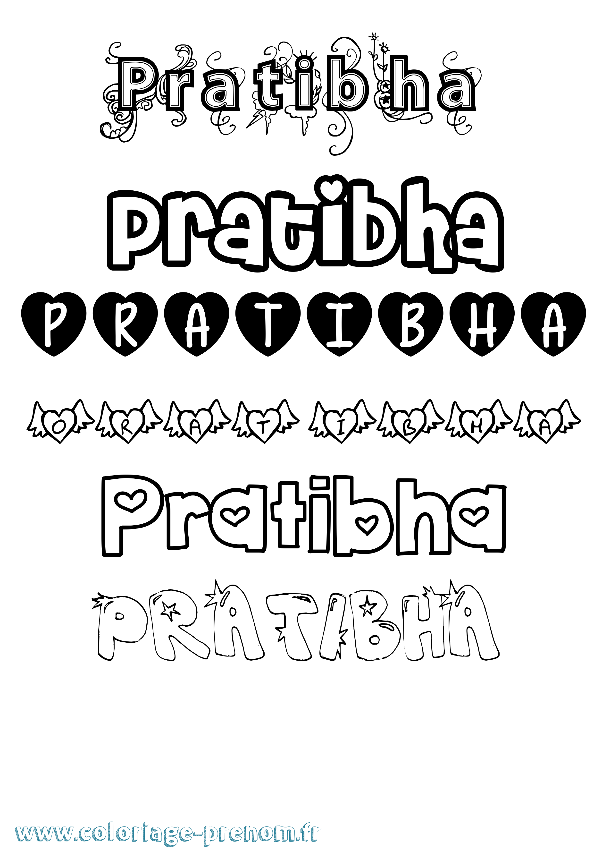 Coloriage Pratibha Girly Coloriage prénom Pratibha Girly
