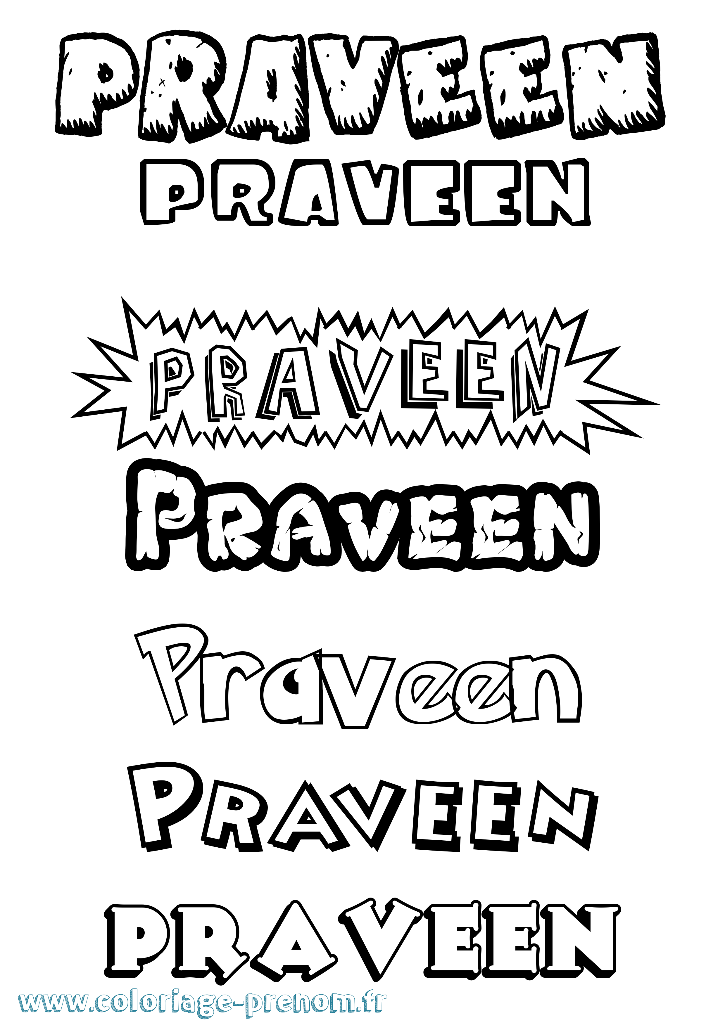 Coloriage Praveen Dessin Animé Coloriage prénom Praveen Dessin Animé