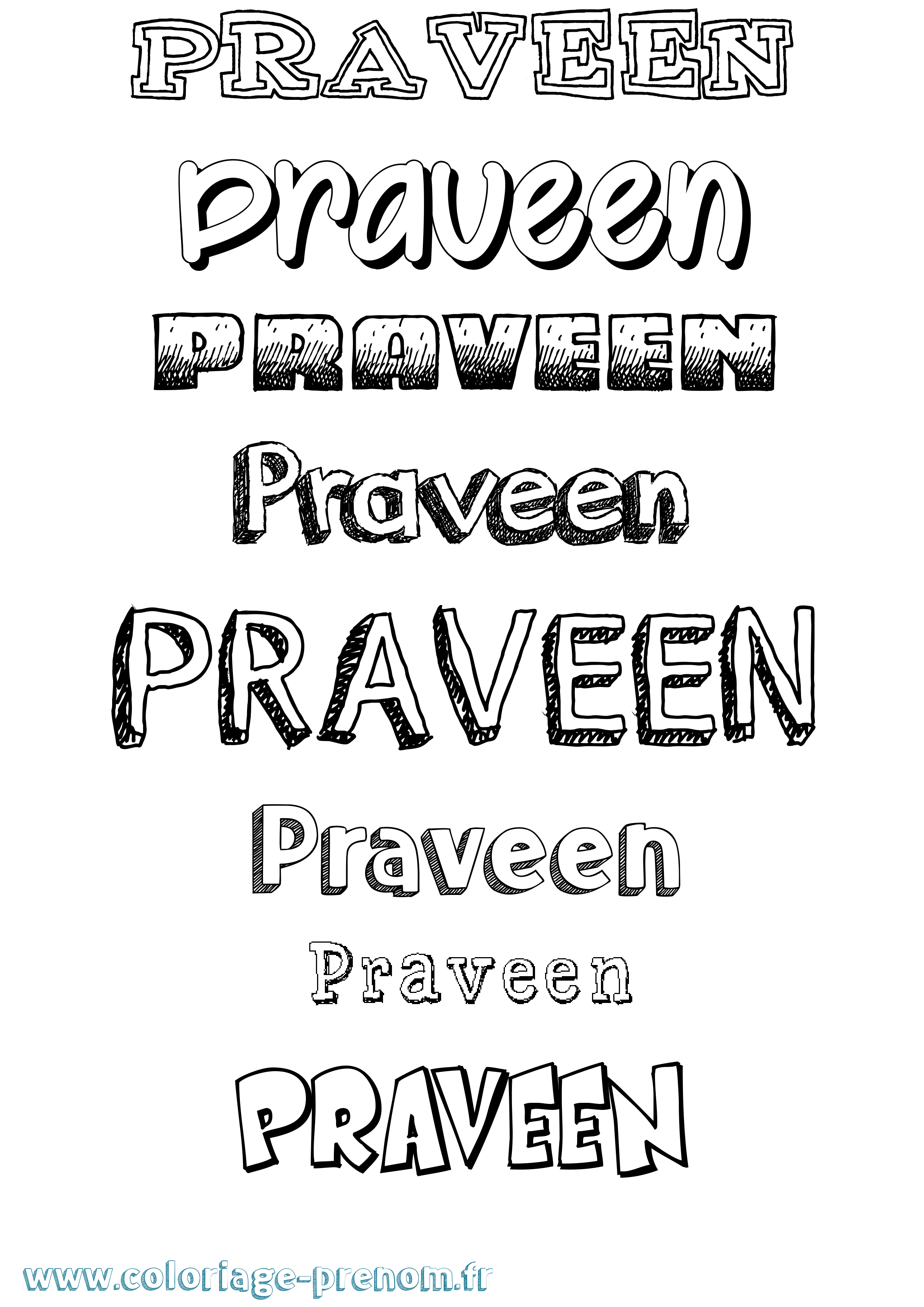 Coloriage Praveen Dessiné Coloriage prénom Praveen Dessiné