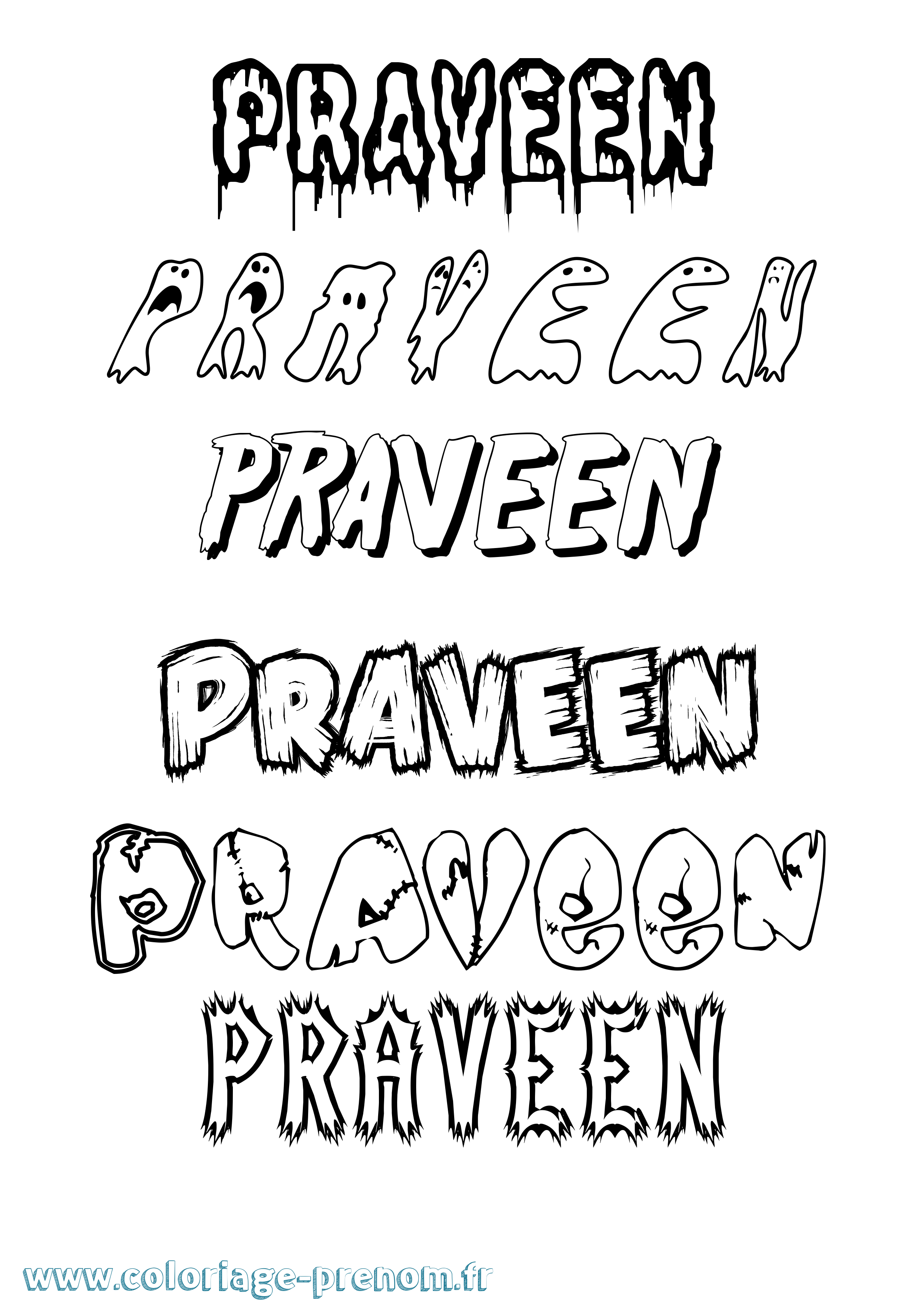 Coloriage Praveen Frisson Coloriage prénom Praveen Frisson