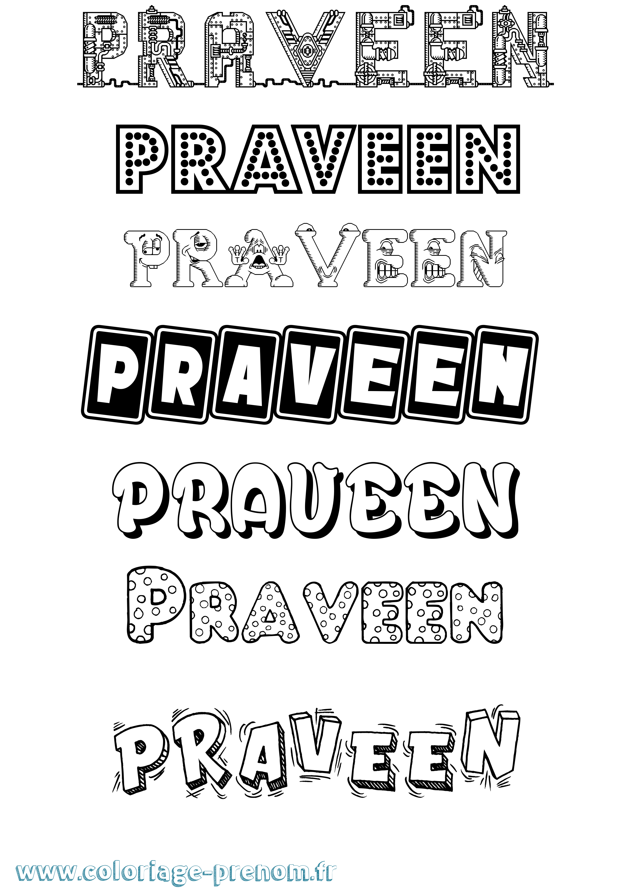 Coloriage Praveen Fun Coloriage prénom Praveen Fun