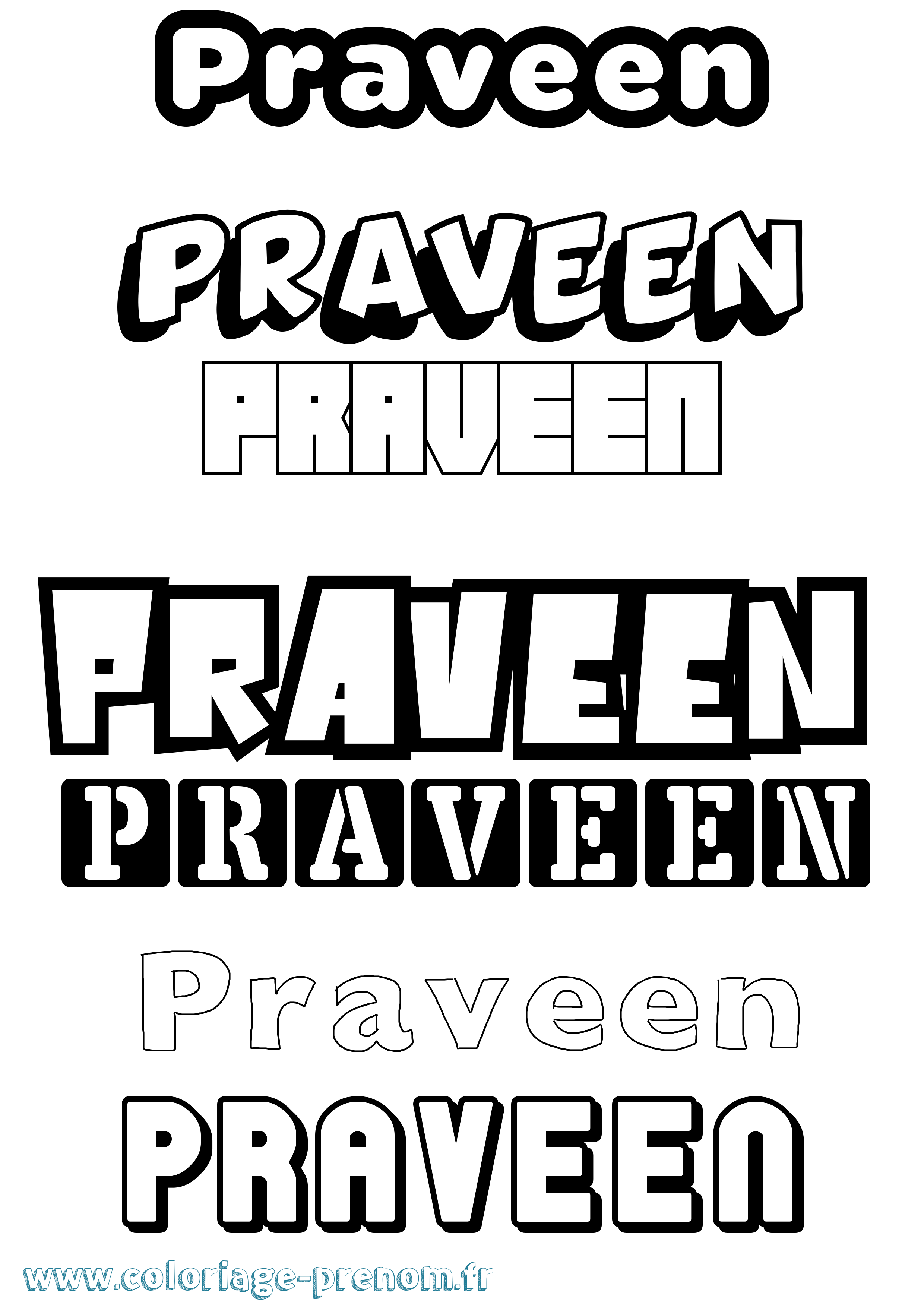 Coloriage Praveen Simple Coloriage prénom Praveen Simple