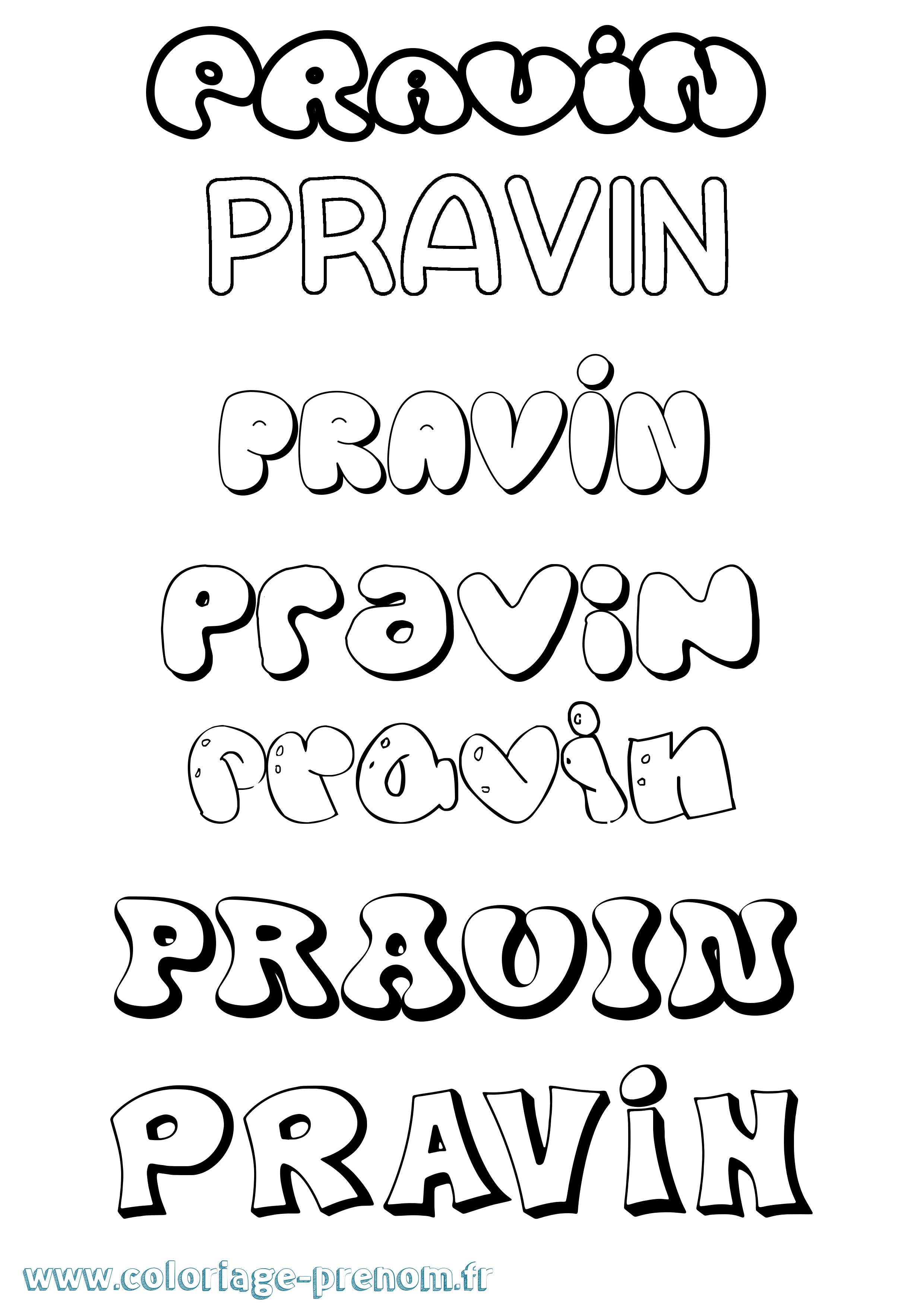 Coloriage Pravin Bubble Coloriage prénom Pravin Bubble