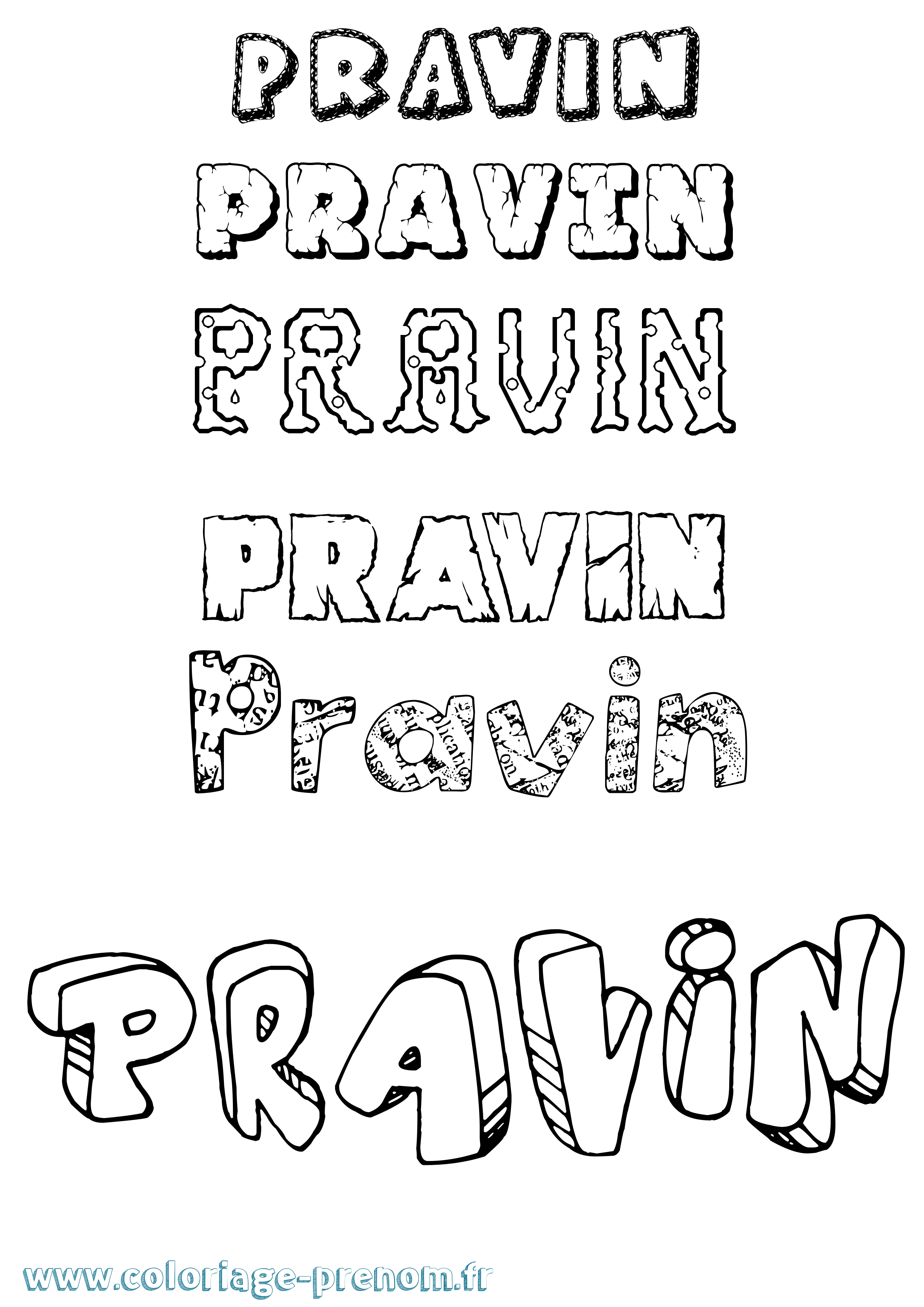 Coloriage Pravin Destructuré Coloriage prénom Pravin Destructuré