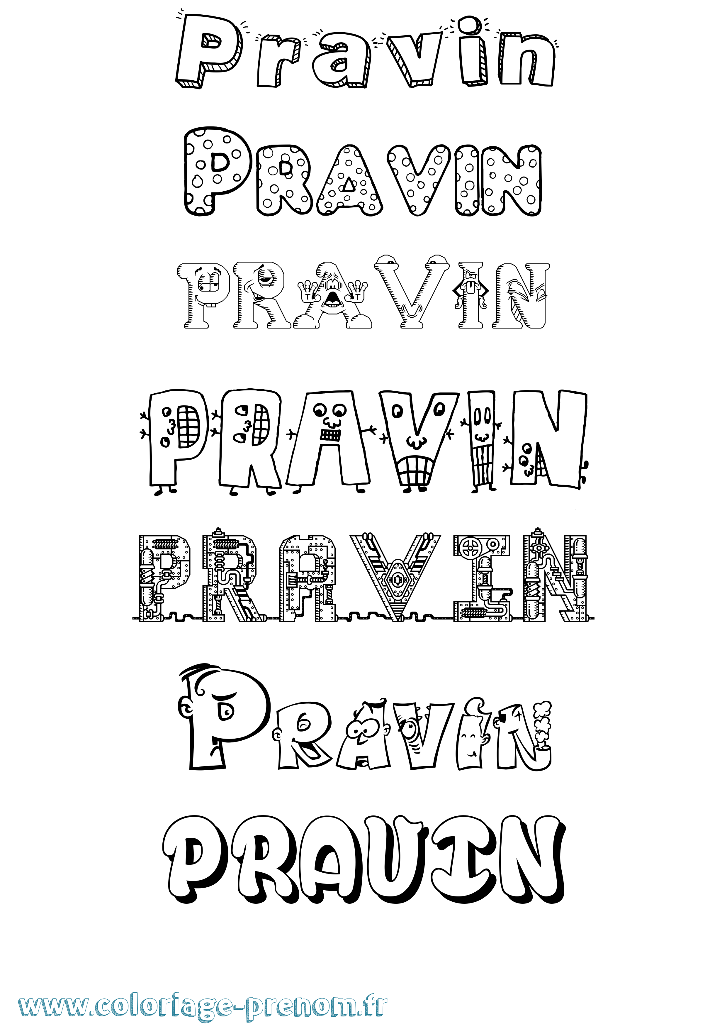 Coloriage Pravin Fun Coloriage prénom Pravin Fun
