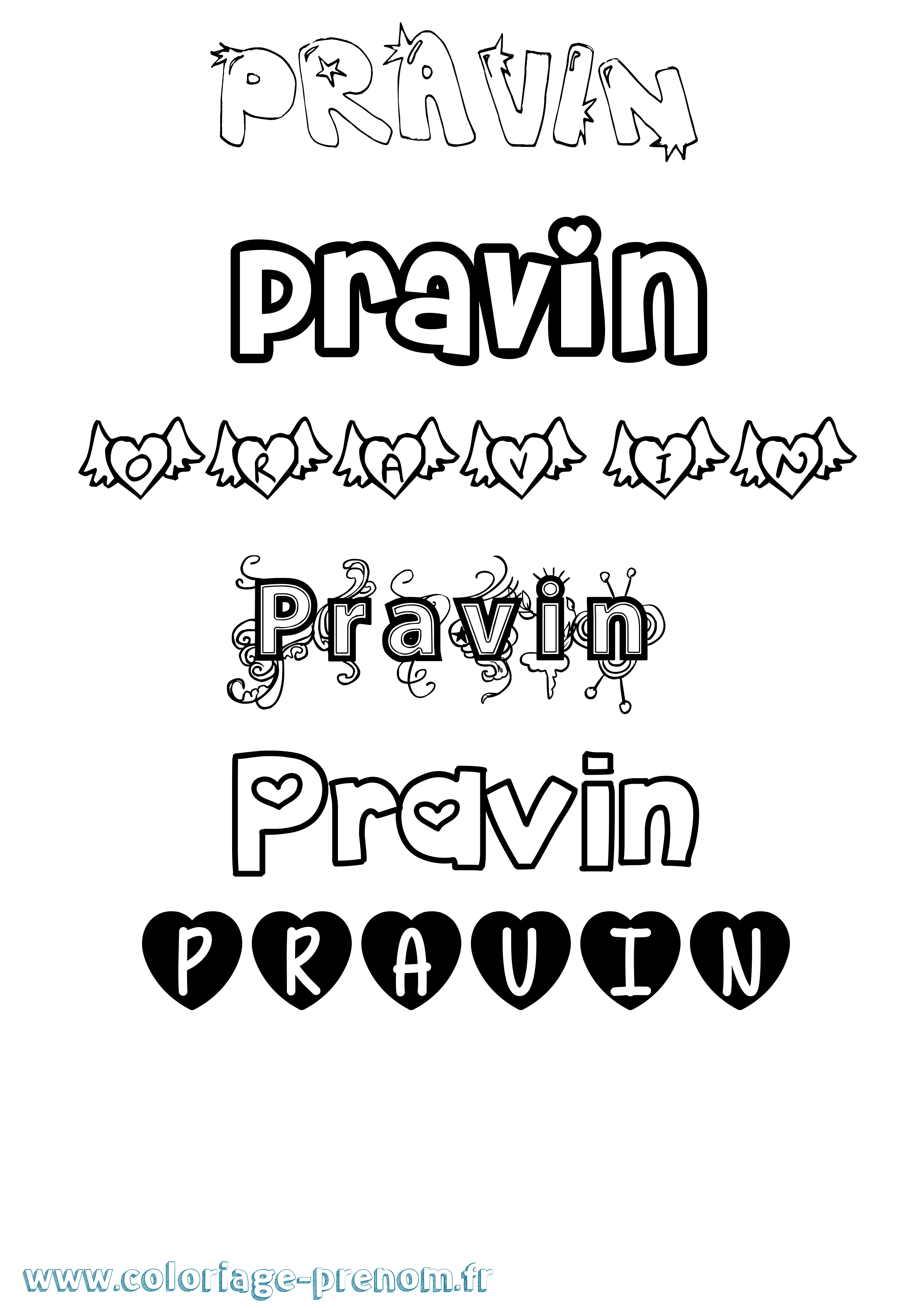 Coloriage Pravin Girly Coloriage prénom Pravin Girly