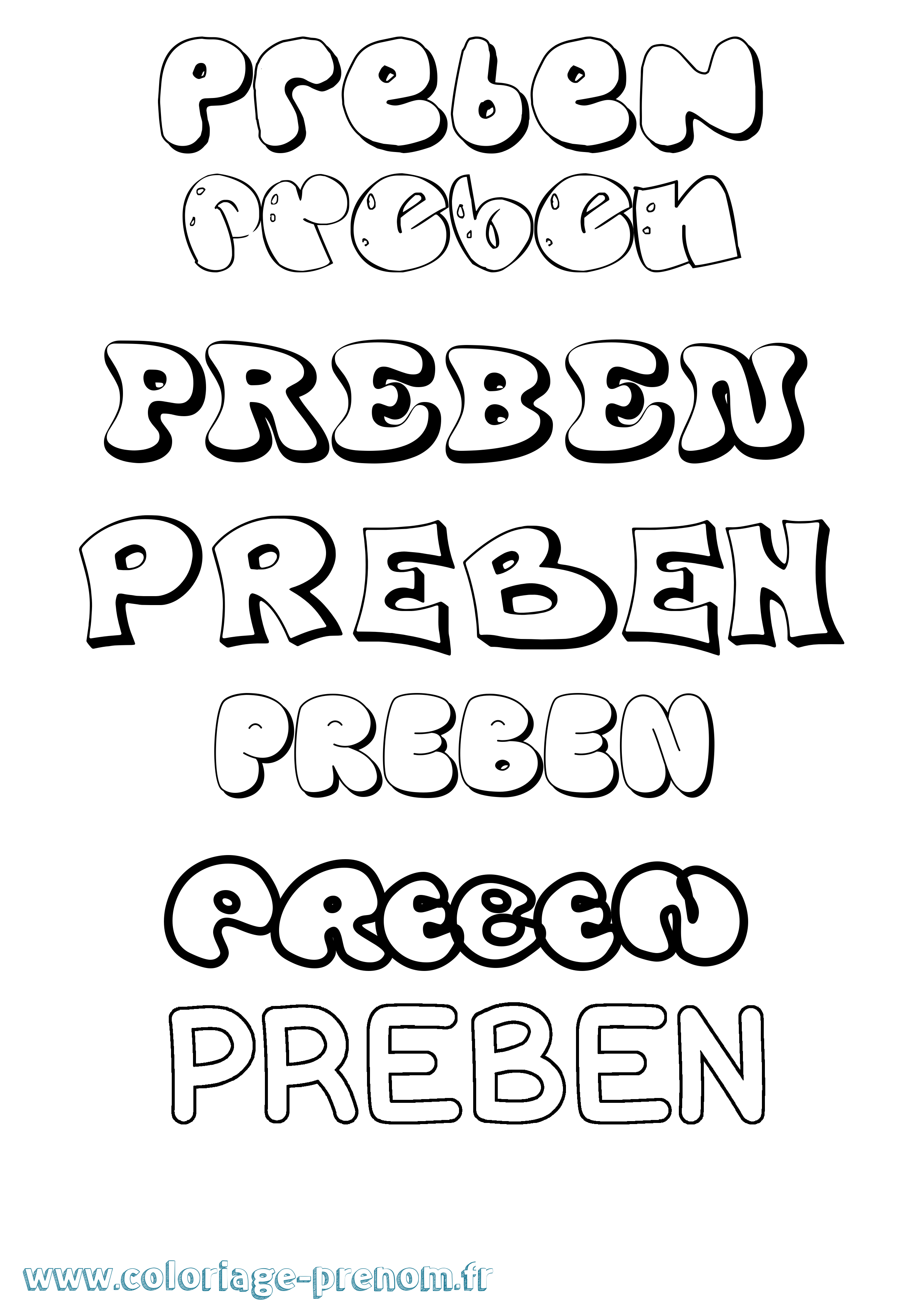Coloriage Preben Bubble Coloriage prénom Preben Bubble