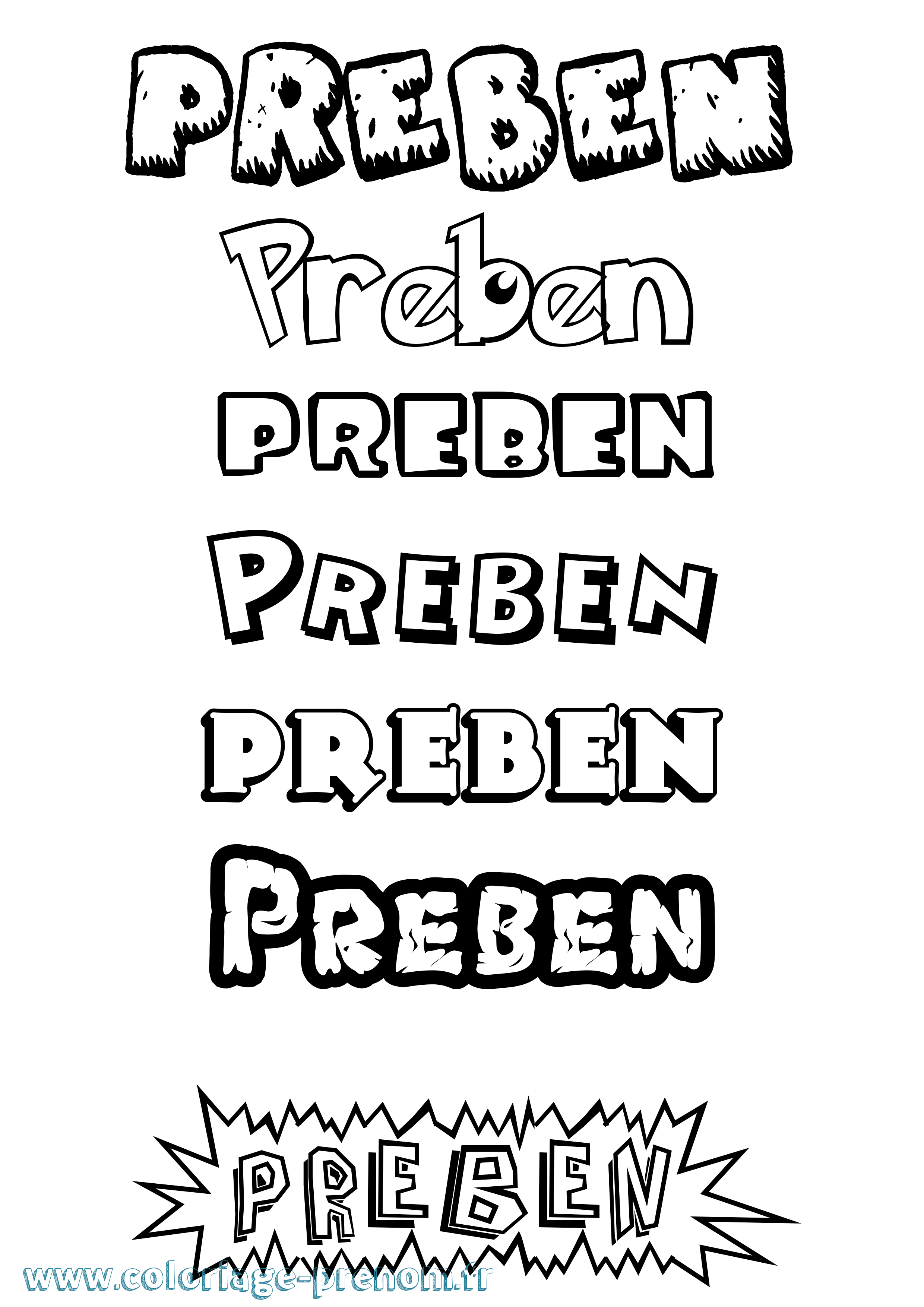 Coloriage Preben Dessin Animé Coloriage prénom Preben Dessin Animé