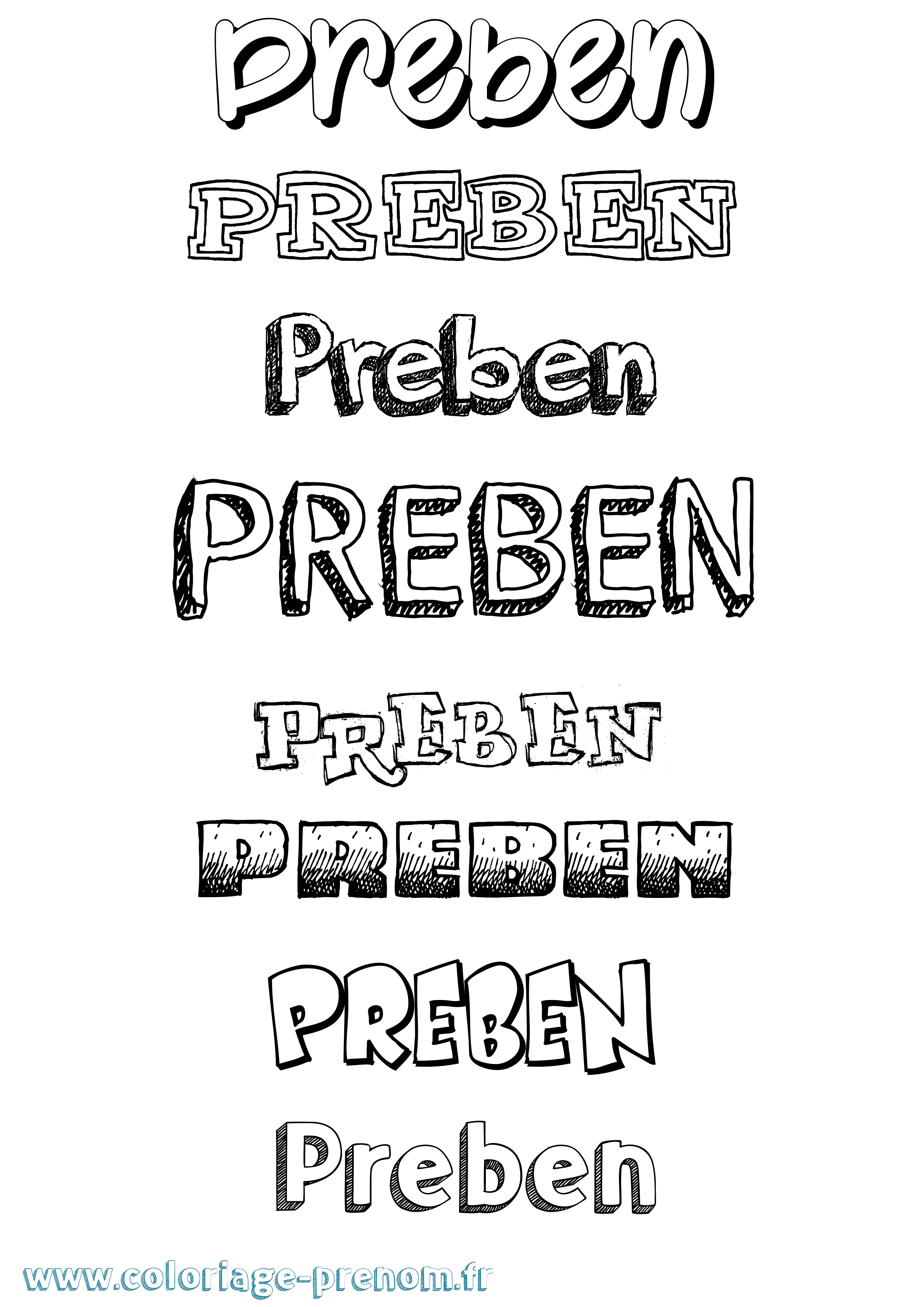 Coloriage Preben Dessiné Coloriage prénom Preben Dessiné
