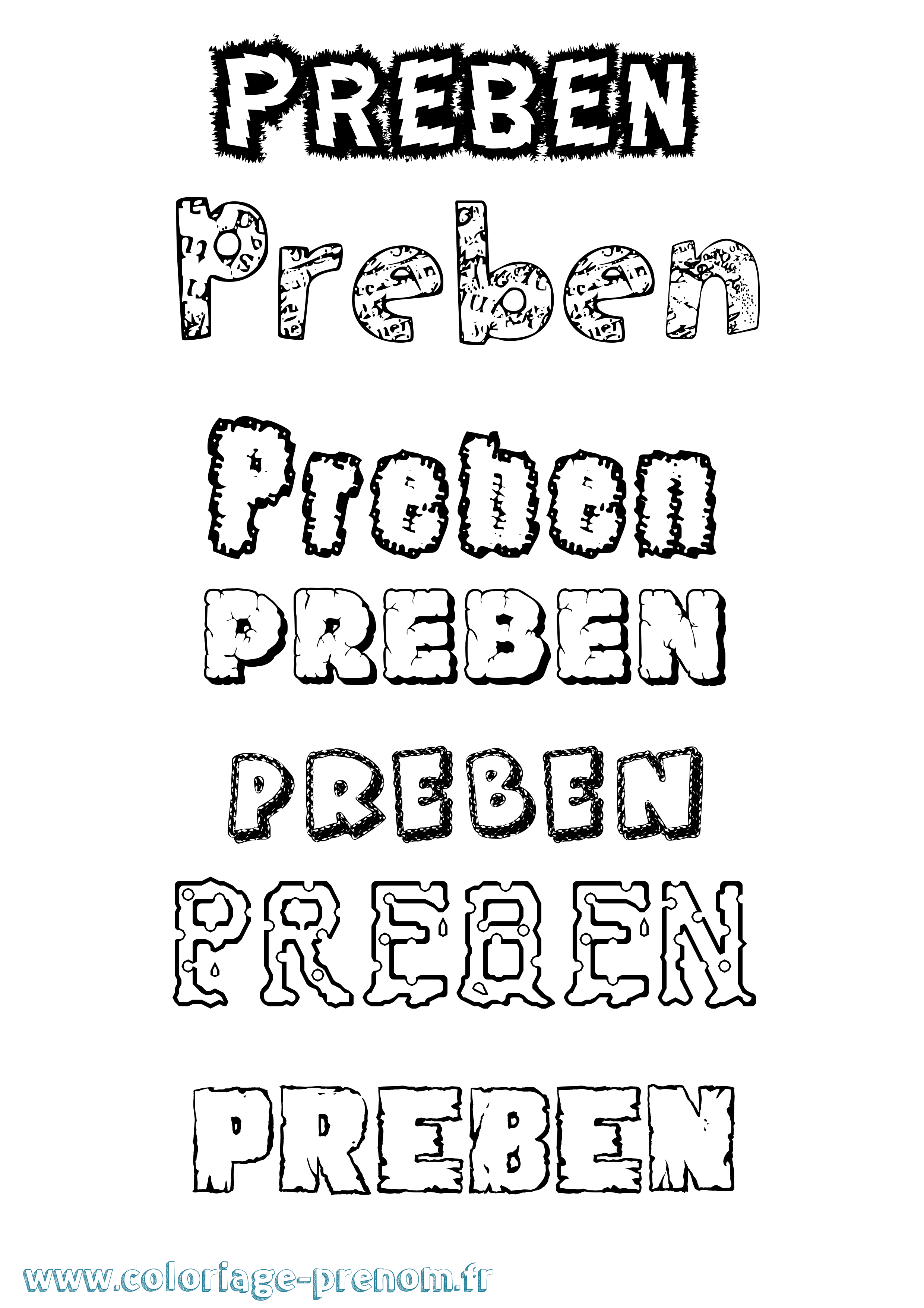 Coloriage Preben Destructuré Coloriage prénom Preben Destructuré