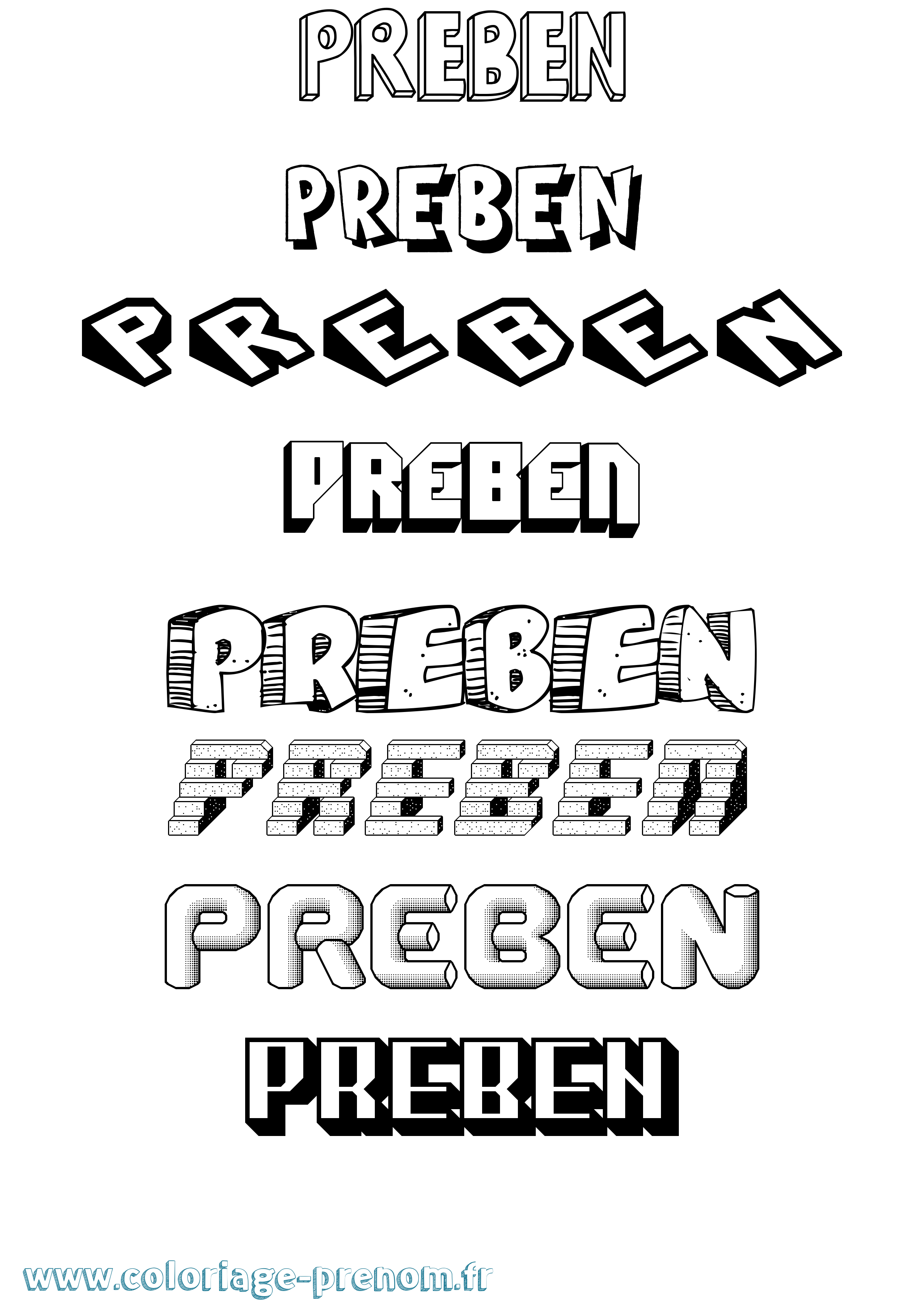 Coloriage Preben Effet 3D Coloriage prénom Preben Effet 3D