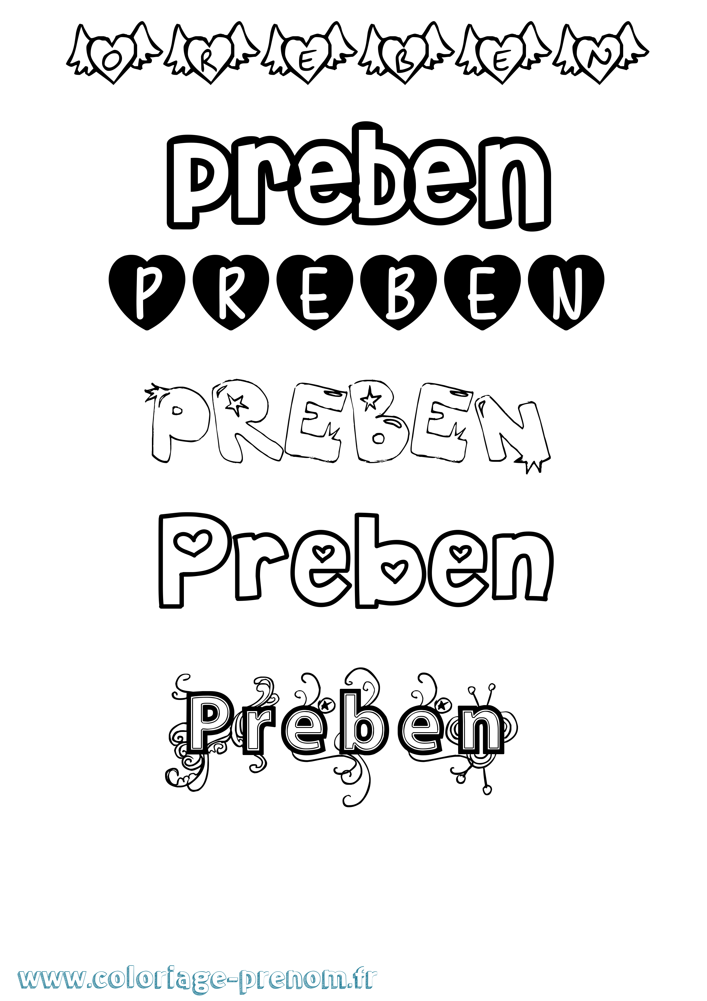 Coloriage Preben Girly Coloriage prénom Preben Girly