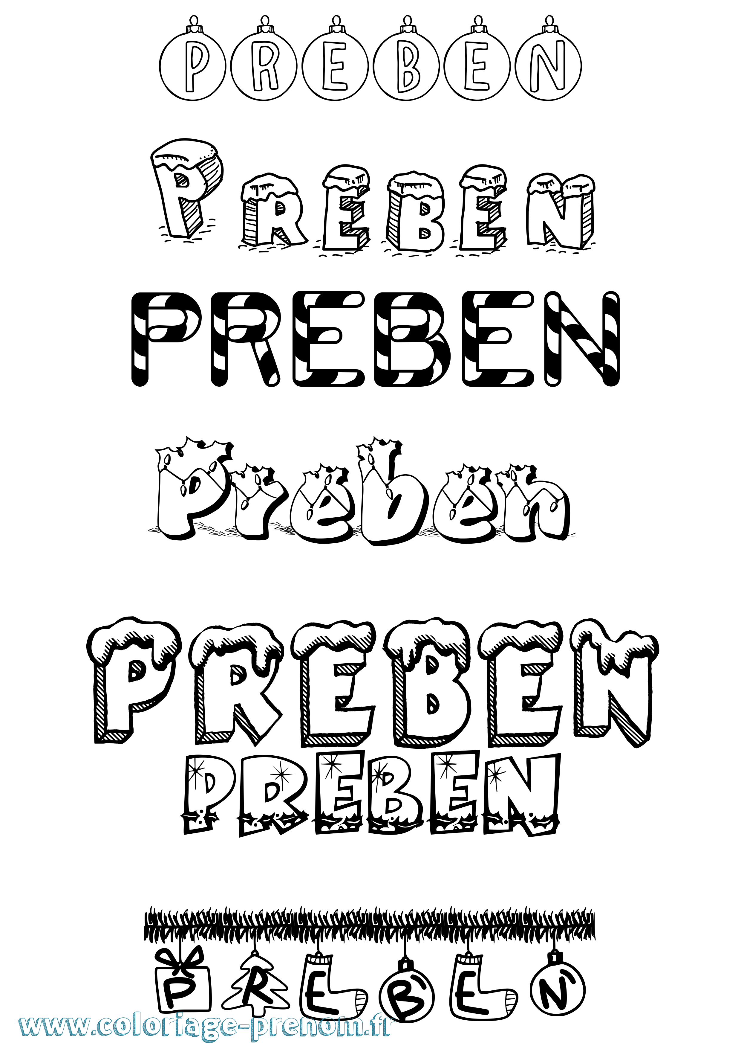 Coloriage Preben Noël Coloriage prénom Preben Noël