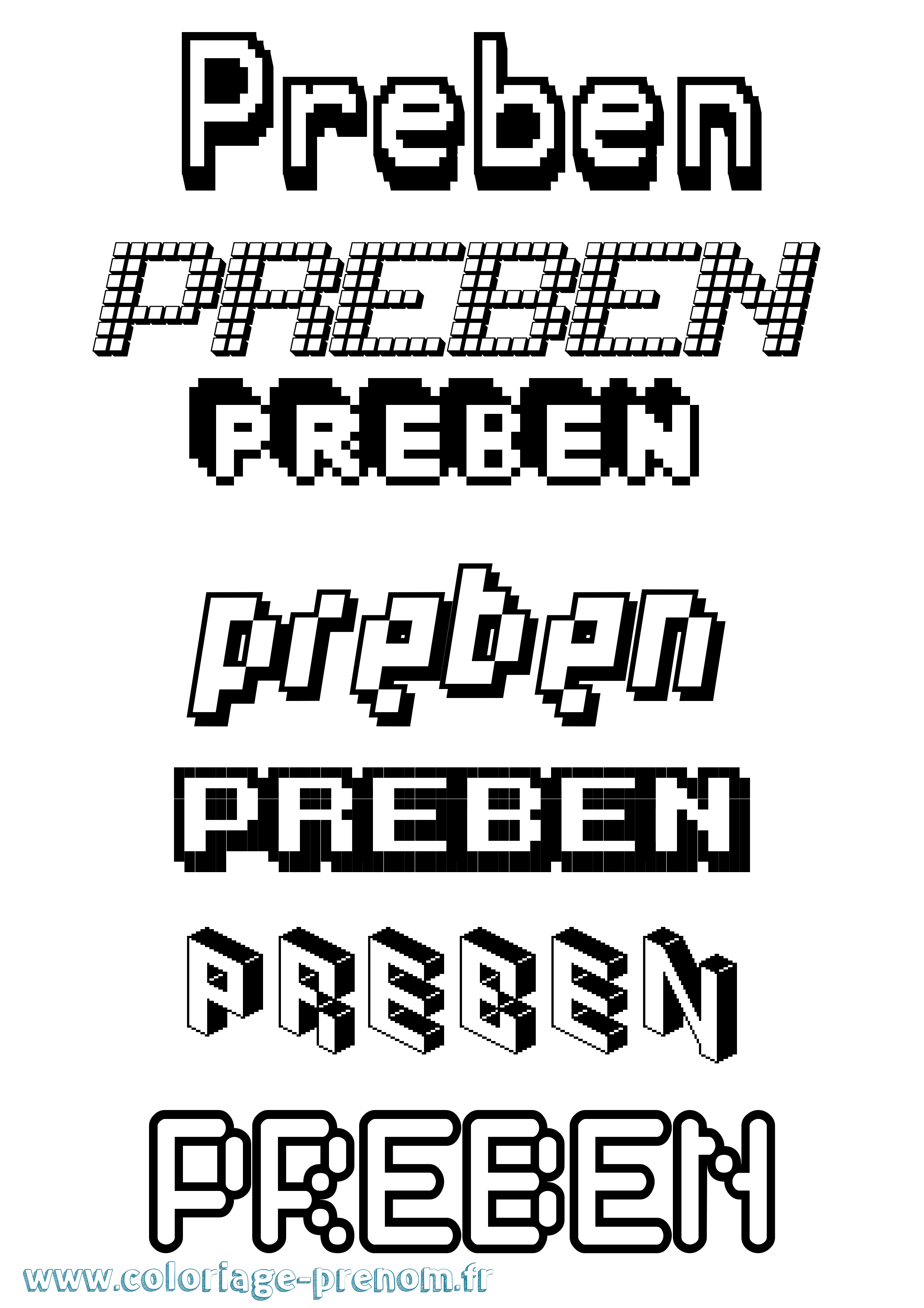 Coloriage Preben Pixel Coloriage prénom Preben Pixel