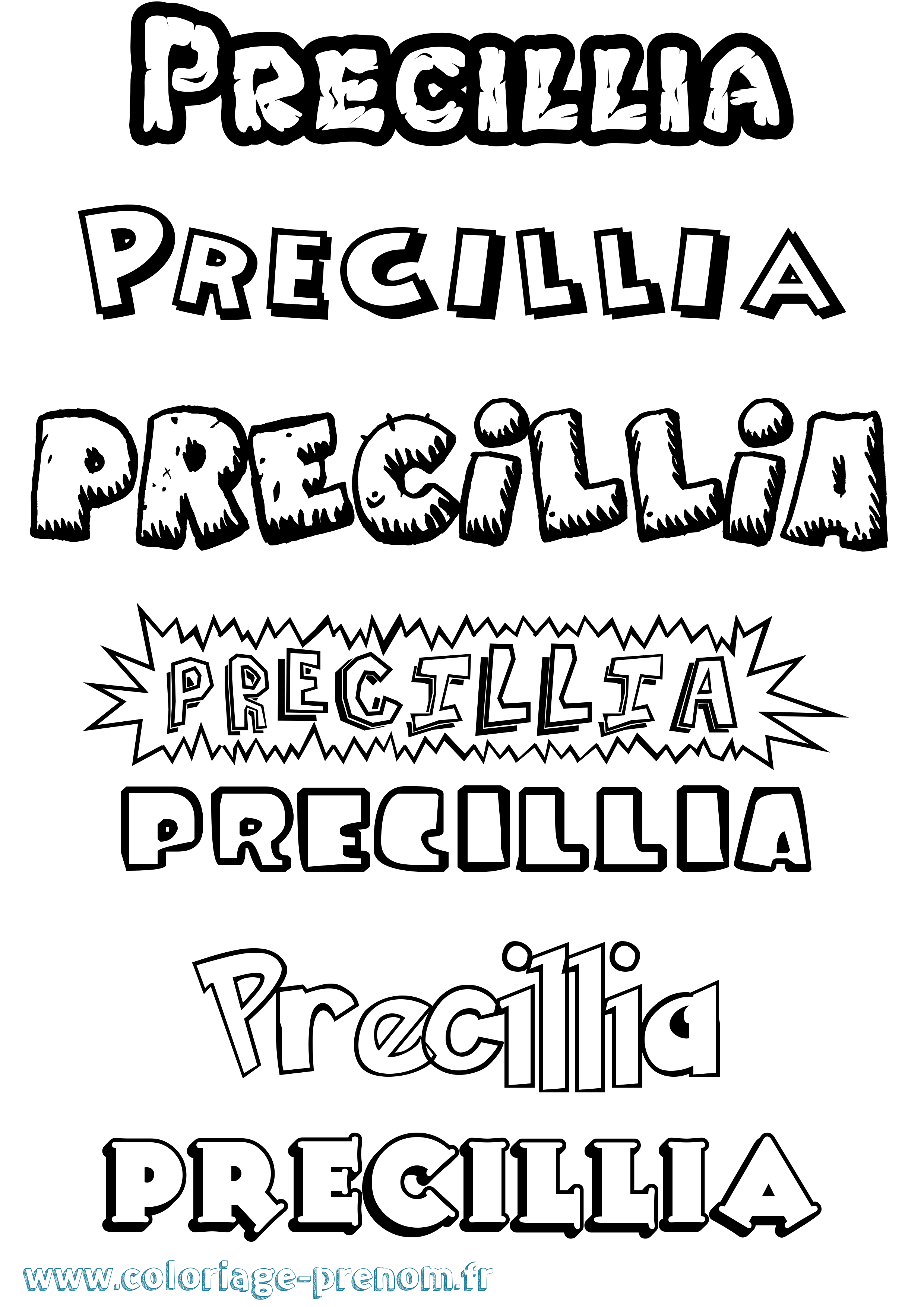 Coloriage Precillia Dessin Animé Coloriage prénom Precillia Dessin Animé