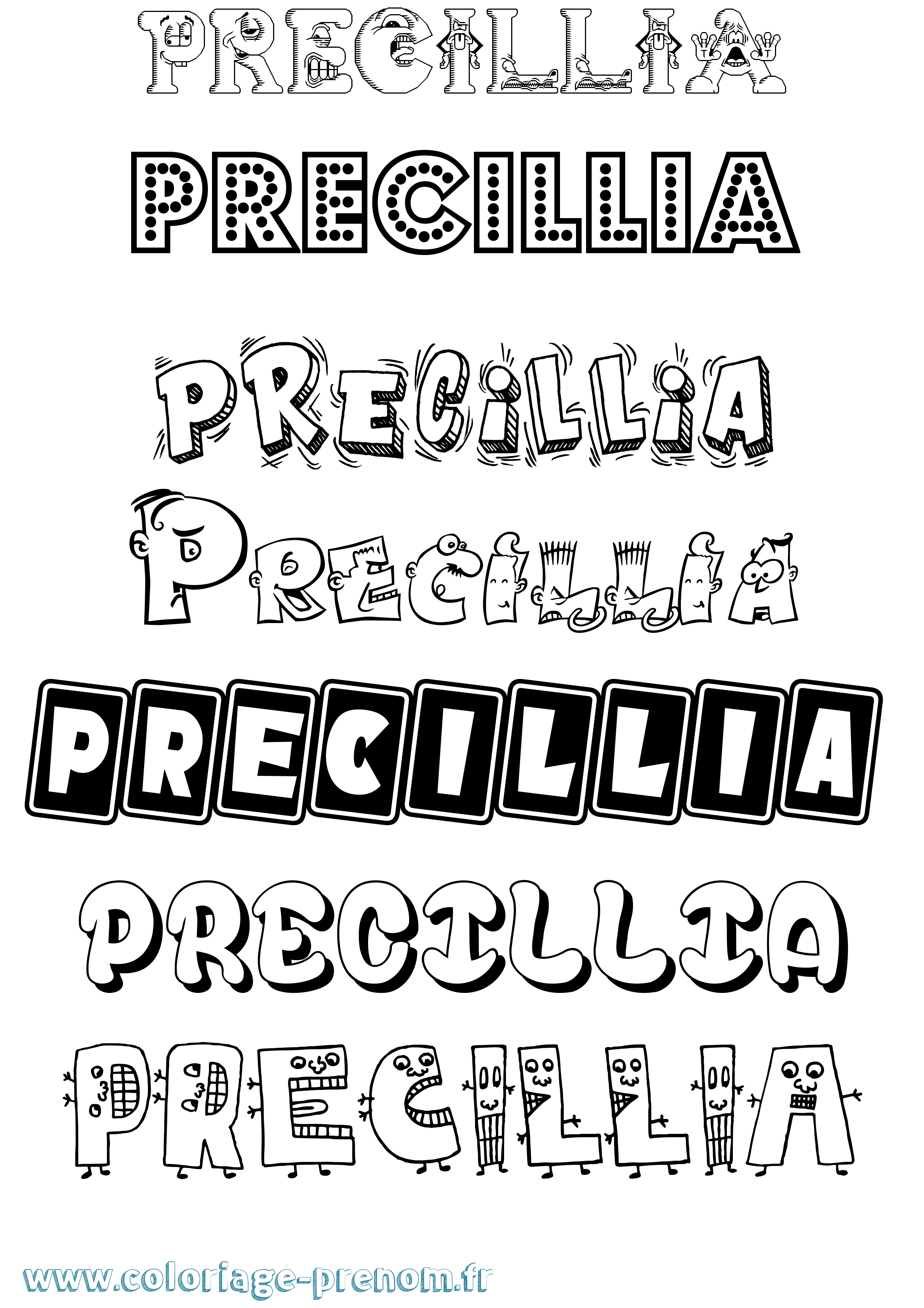 Coloriage Precillia Fun Coloriage prénom Precillia Fun