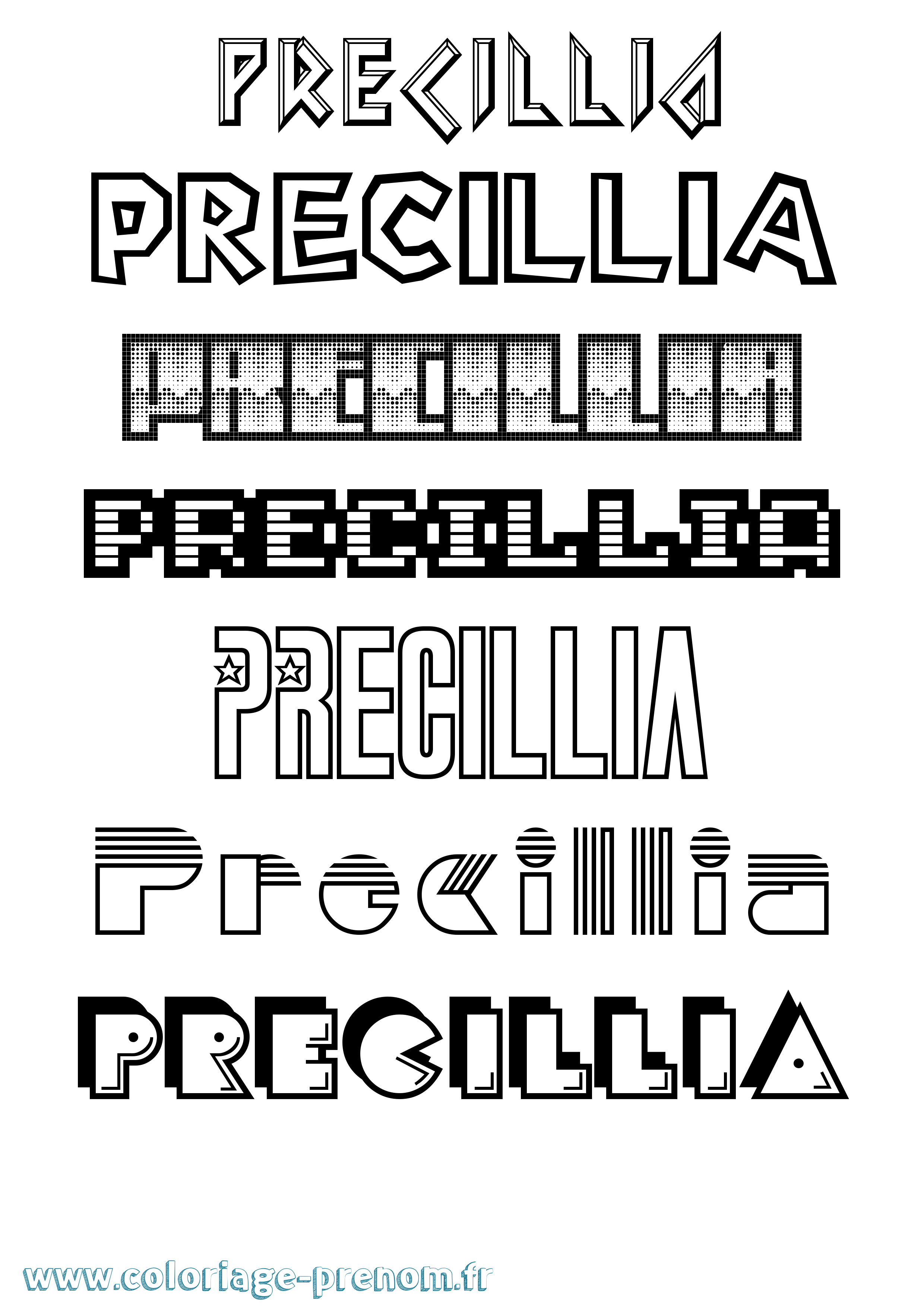 Coloriage Precillia Jeux Vidéos Coloriage prénom Precillia Jeux Vidéos