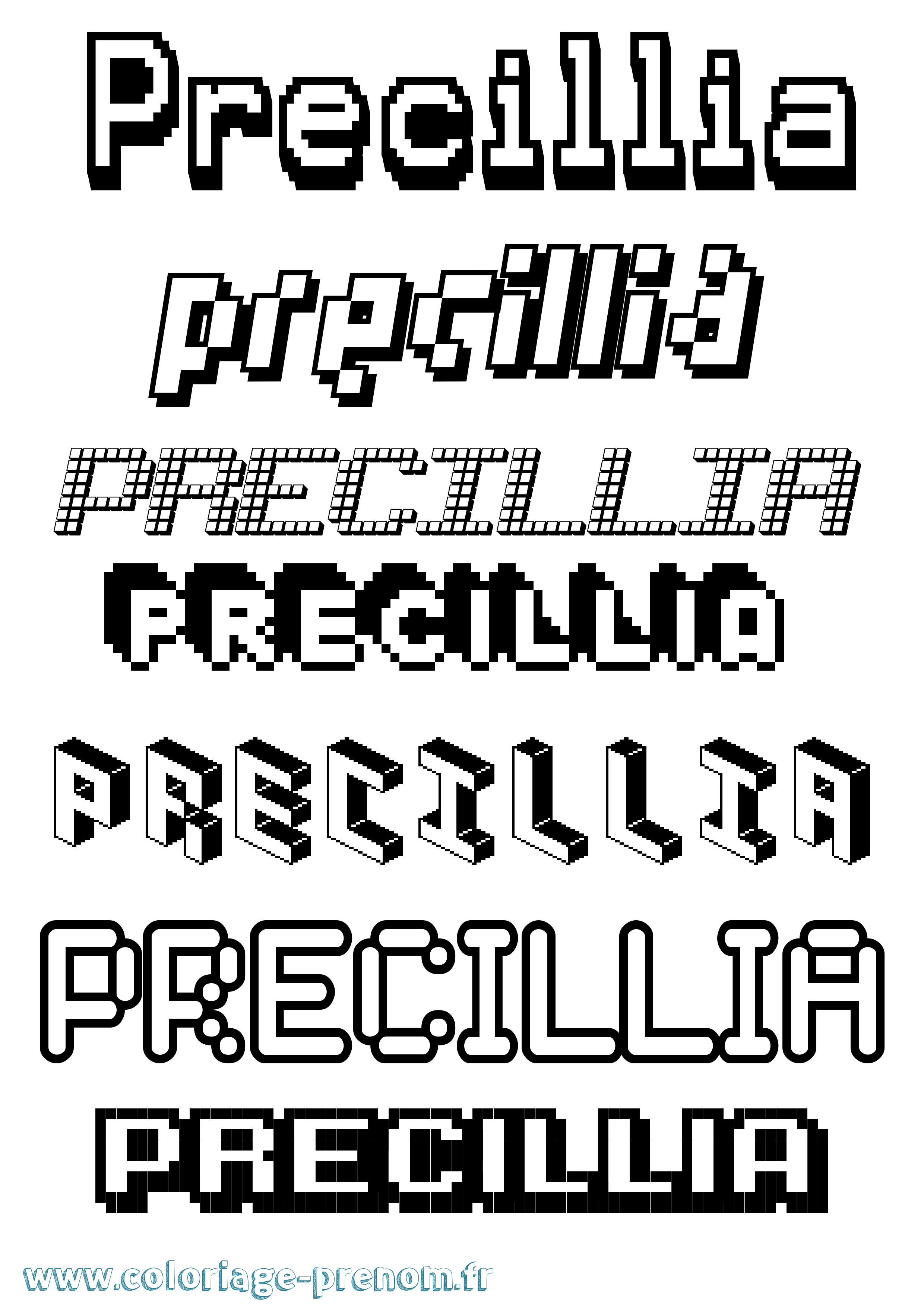 Coloriage Precillia Pixel Coloriage prénom Precillia Pixel