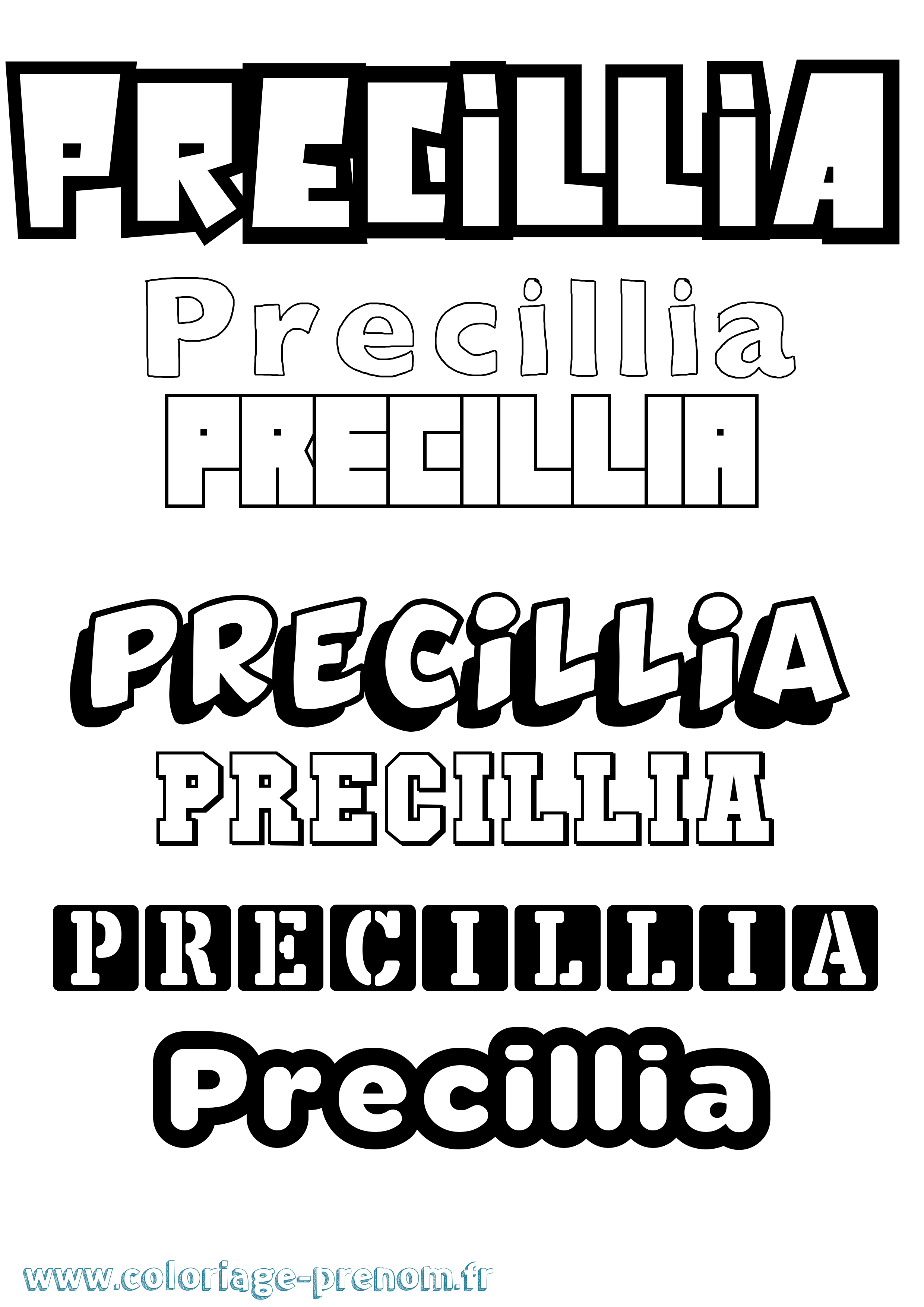 Coloriage Precillia Simple Coloriage prénom Precillia Simple