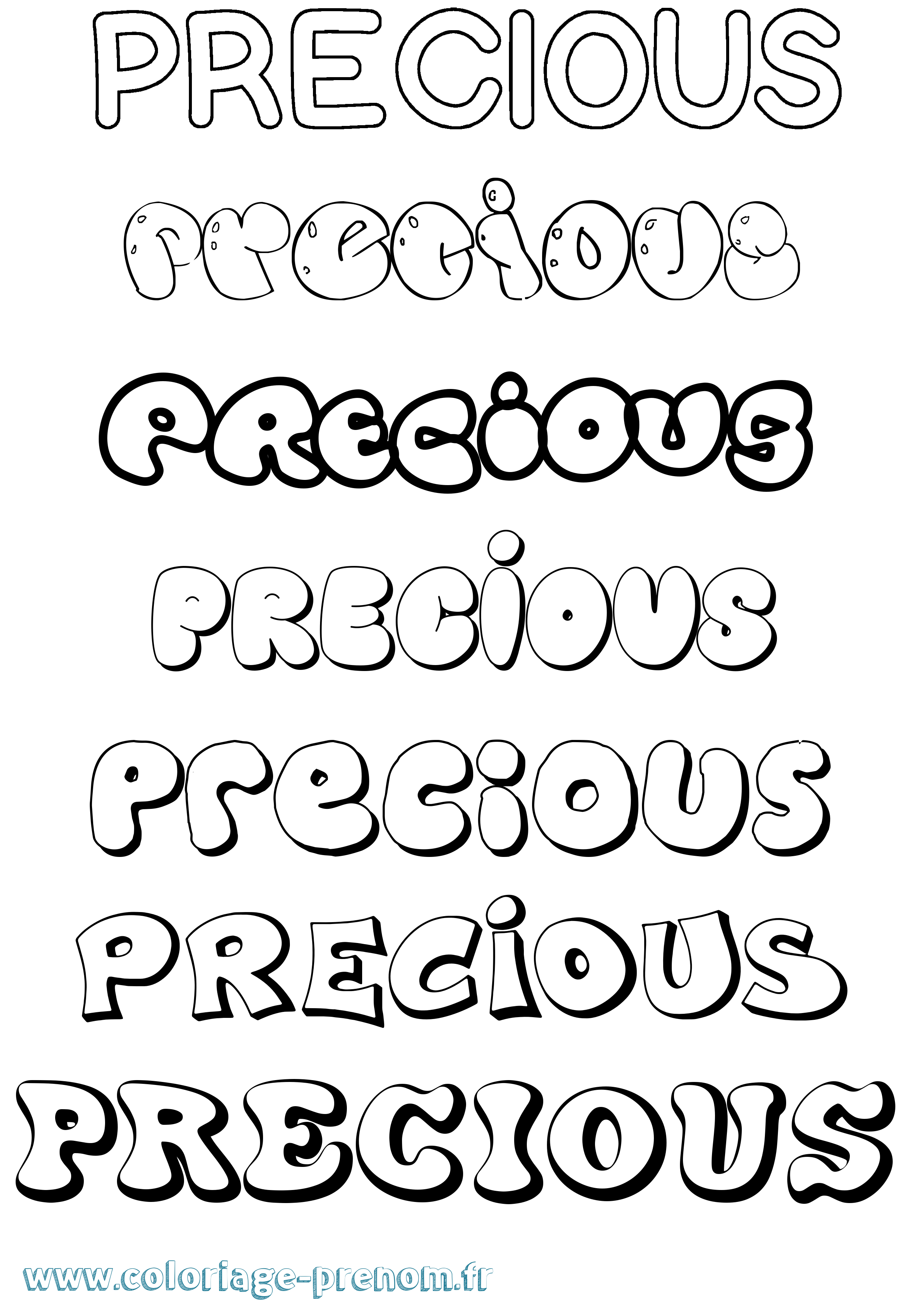 Coloriage Precious Bubble Coloriage prénom Precious Bubble