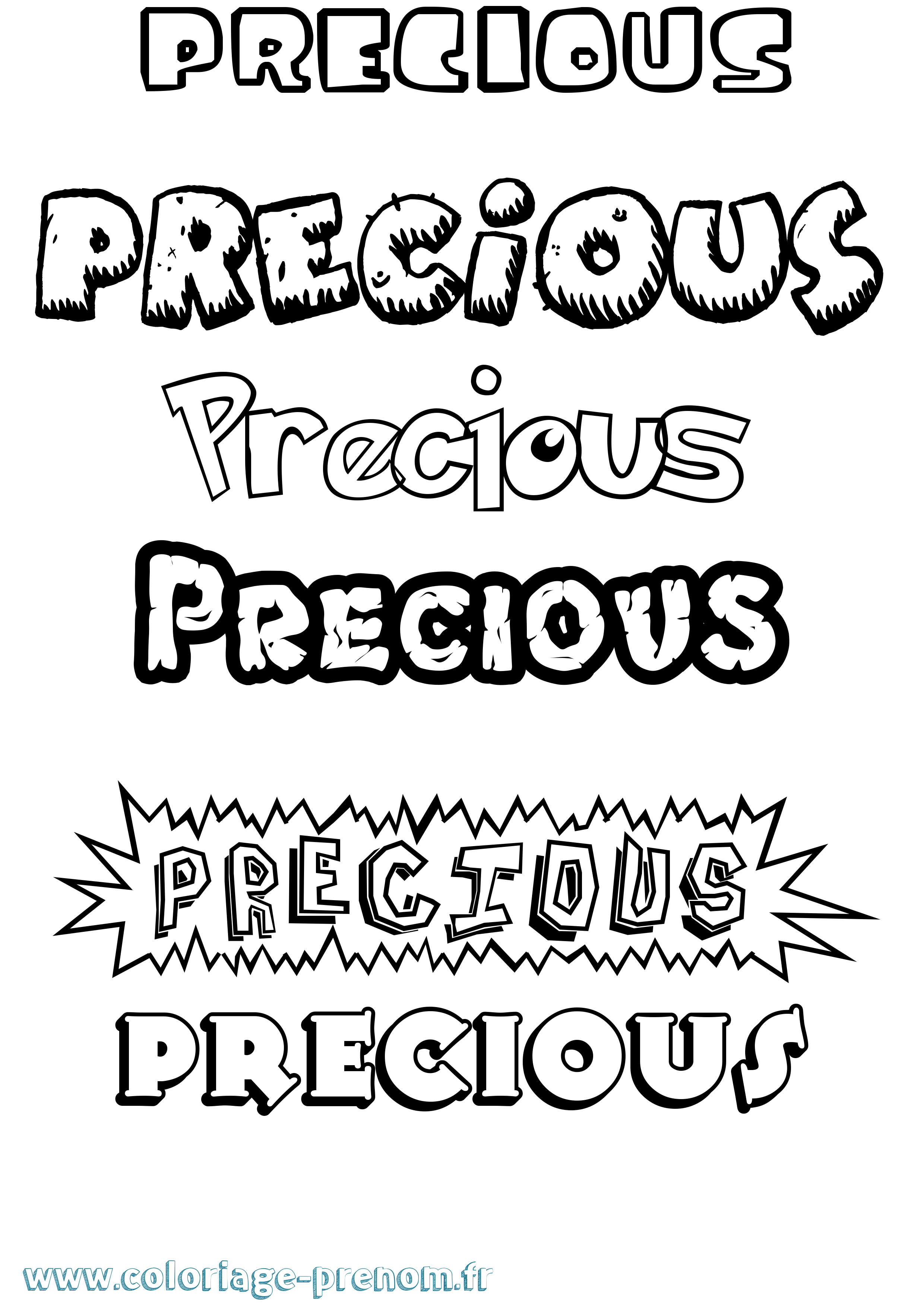 Coloriage Precious Dessin Animé Coloriage prénom Precious Dessin Animé