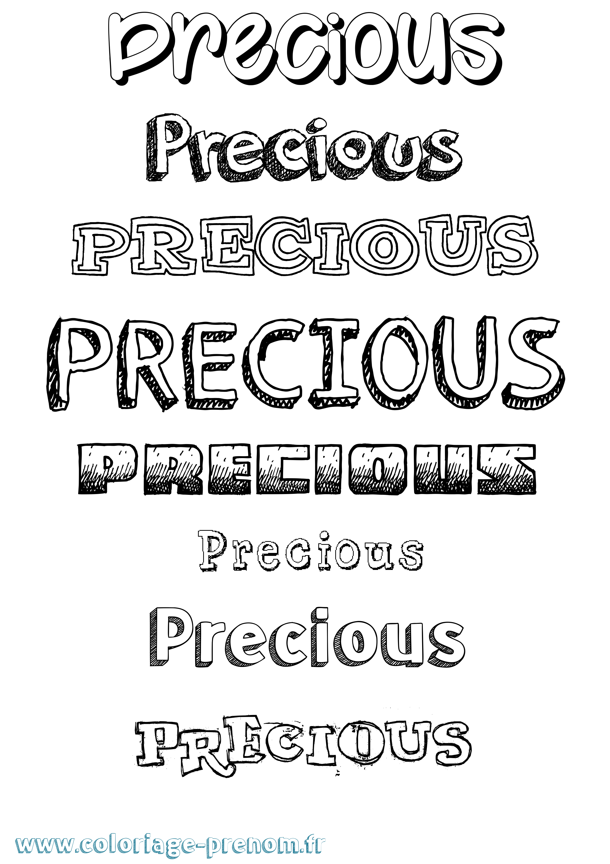 Coloriage Precious Dessiné Coloriage prénom Precious Dessiné