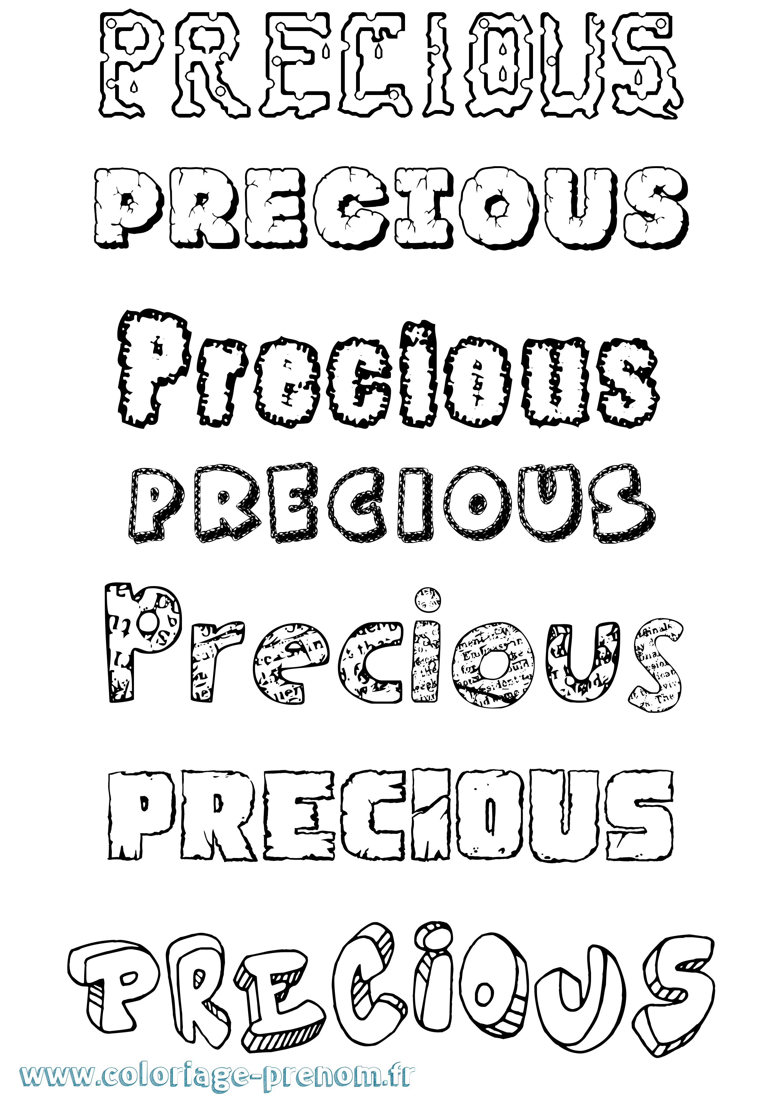 Coloriage Precious Destructuré Coloriage prénom Precious Destructuré