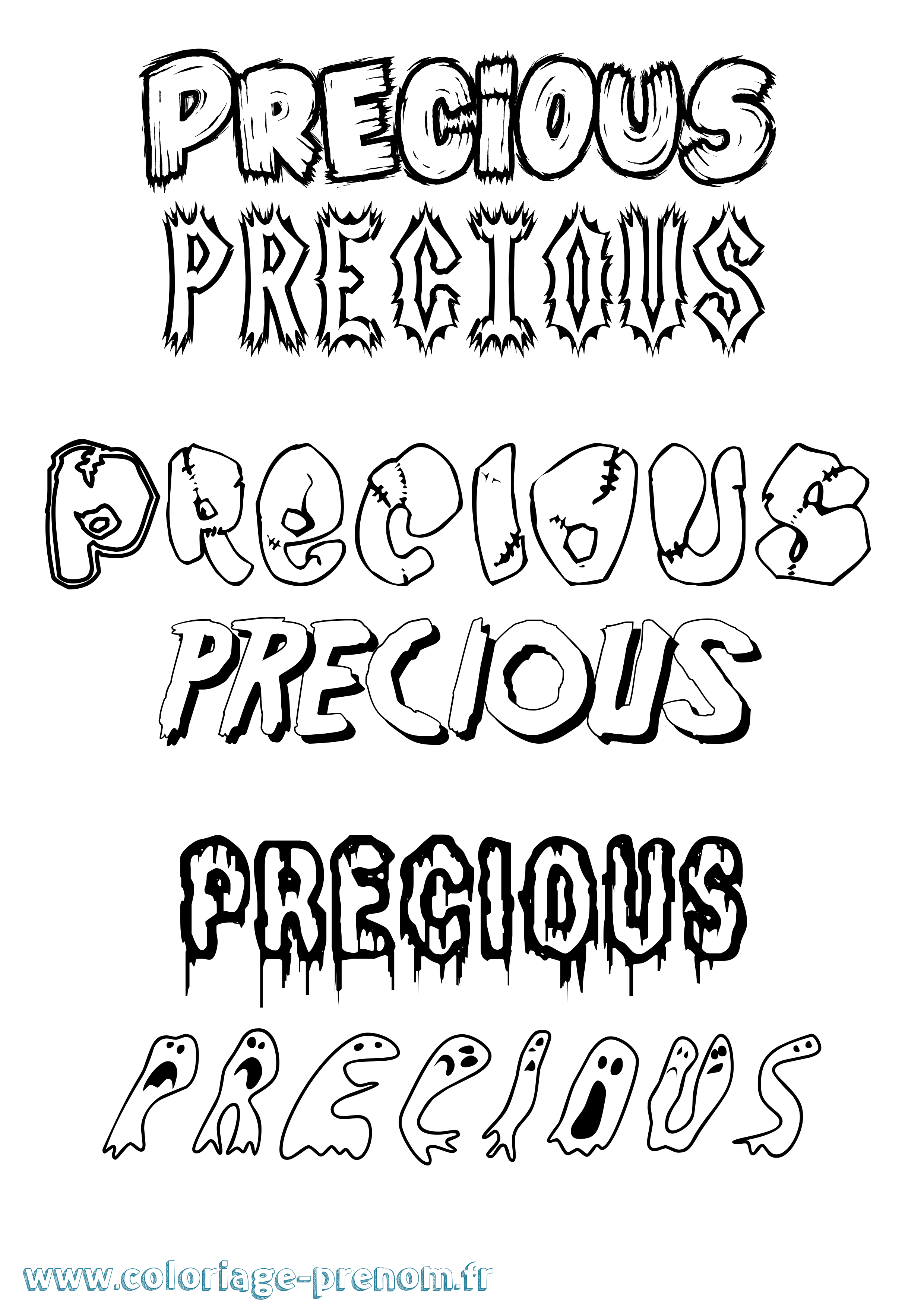 Coloriage Precious Frisson Coloriage prénom Precious Frisson