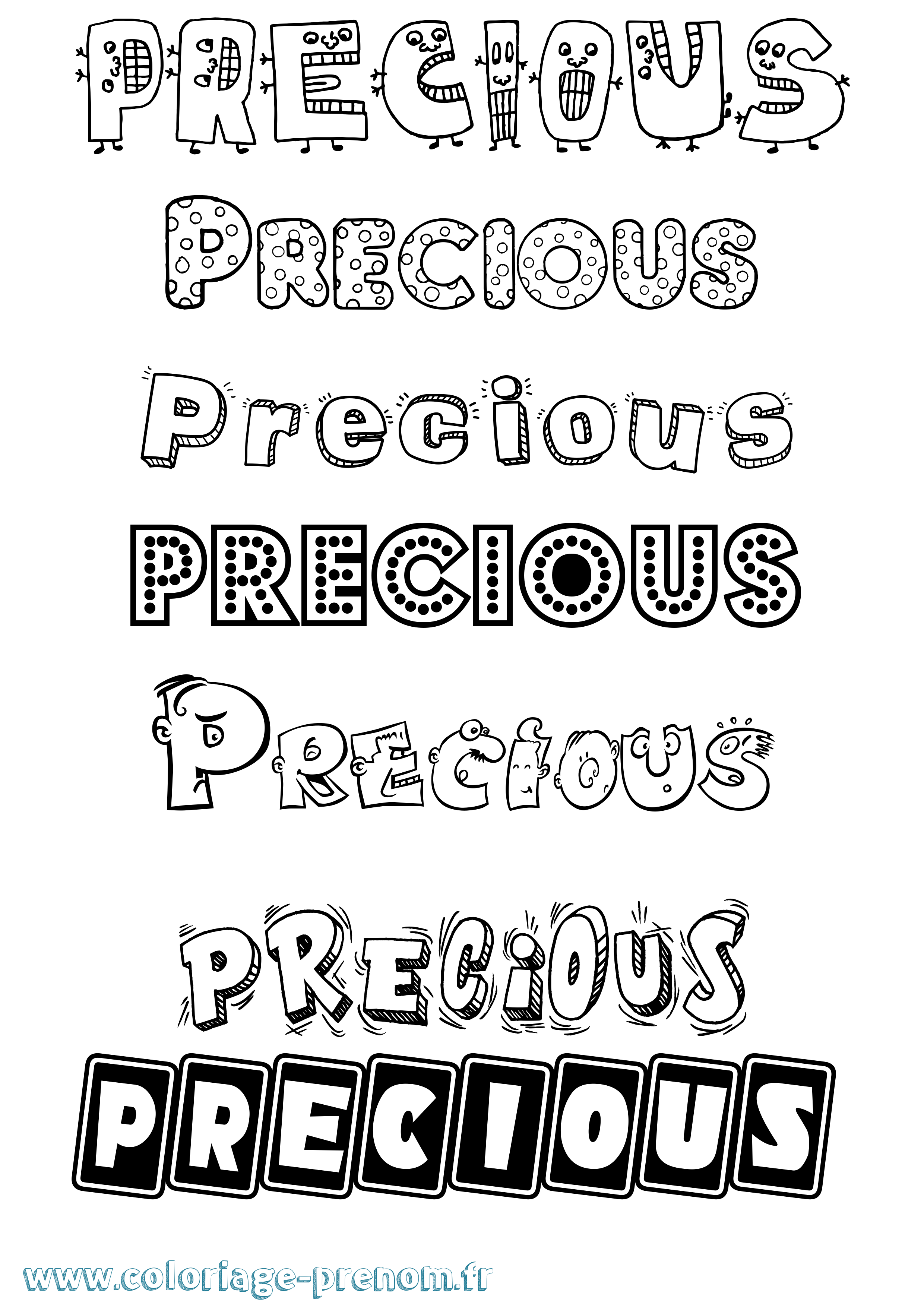 Coloriage Precious Fun Coloriage prénom Precious Fun