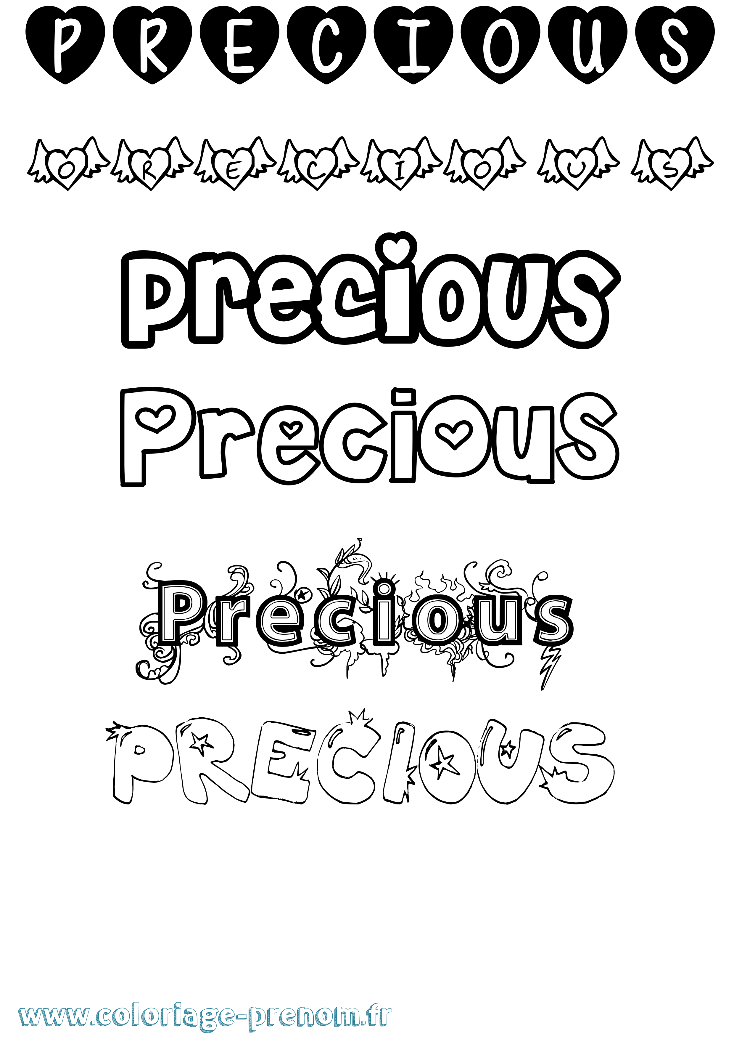 Coloriage Precious Girly Coloriage prénom Precious Girly