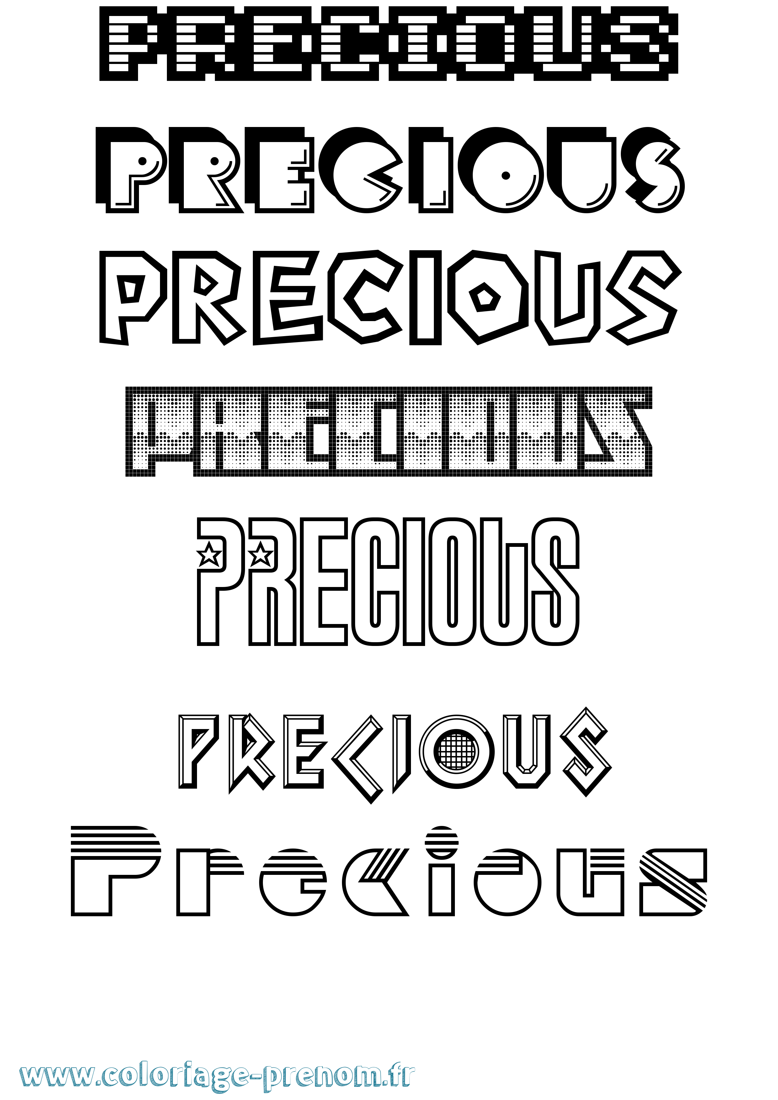 Coloriage Precious Jeux Vidéos Coloriage prénom Precious Jeux Vidéos