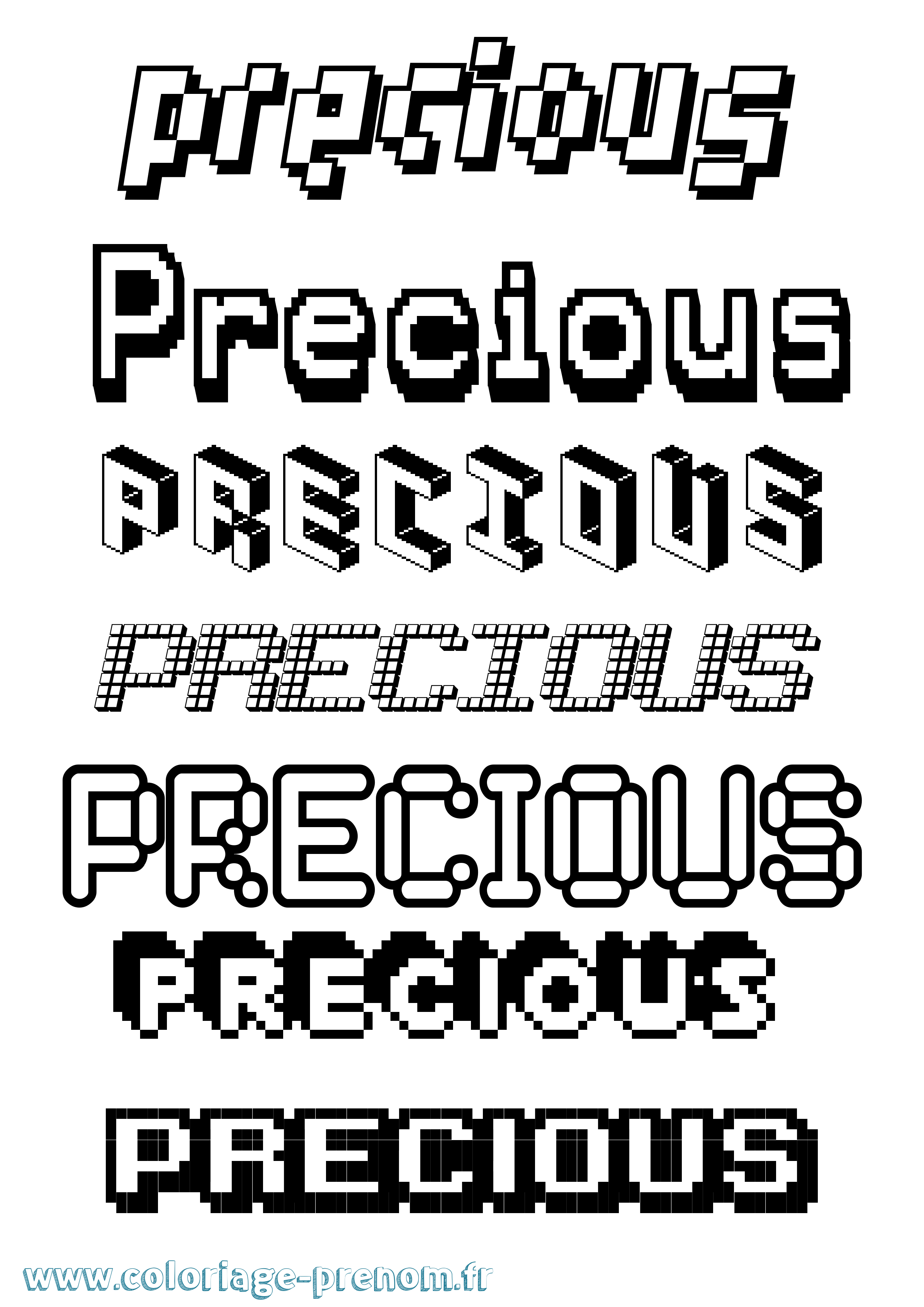 Coloriage Precious Pixel Coloriage prénom Precious Pixel