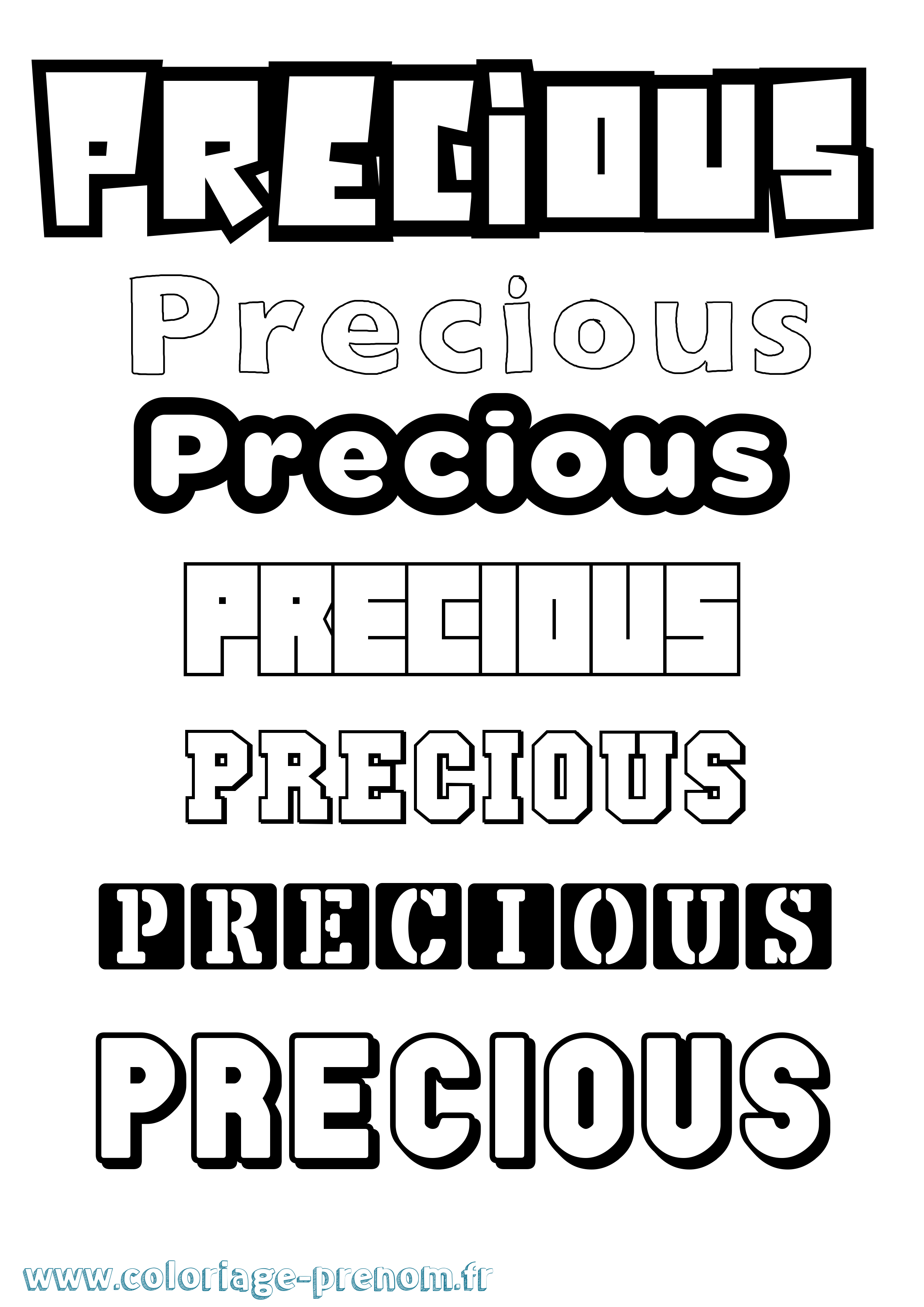 Coloriage Precious Simple Coloriage prénom Precious Simple
