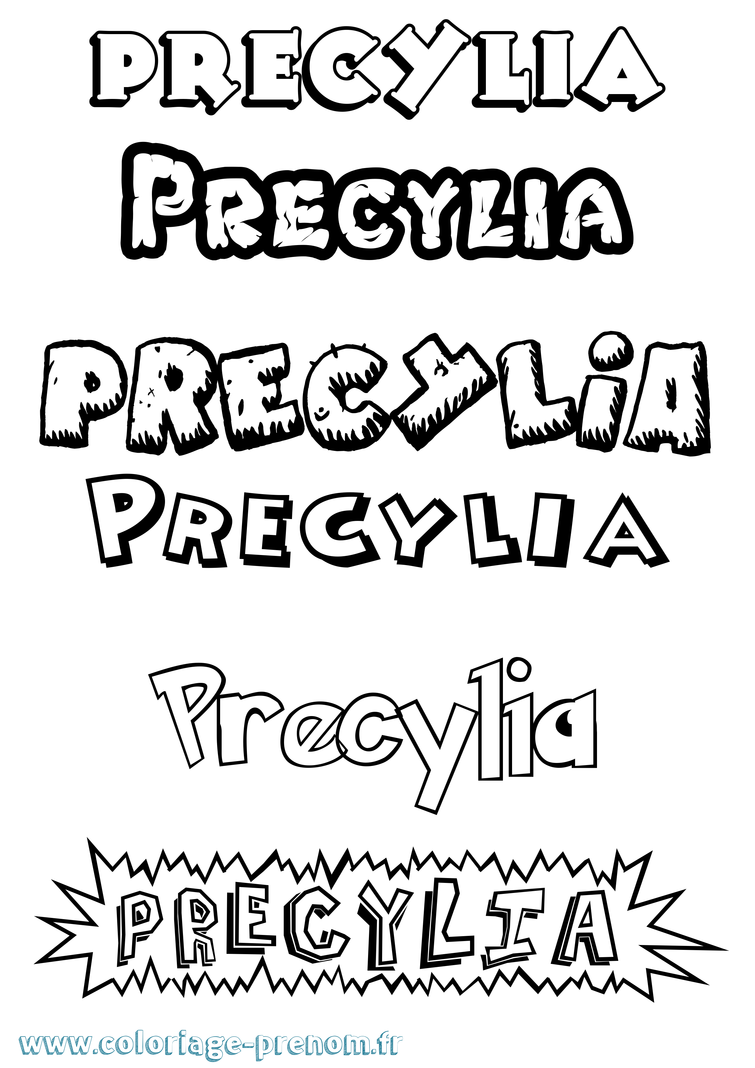 Coloriage Precylia Dessin Animé Coloriage prénom Precylia Dessin Animé