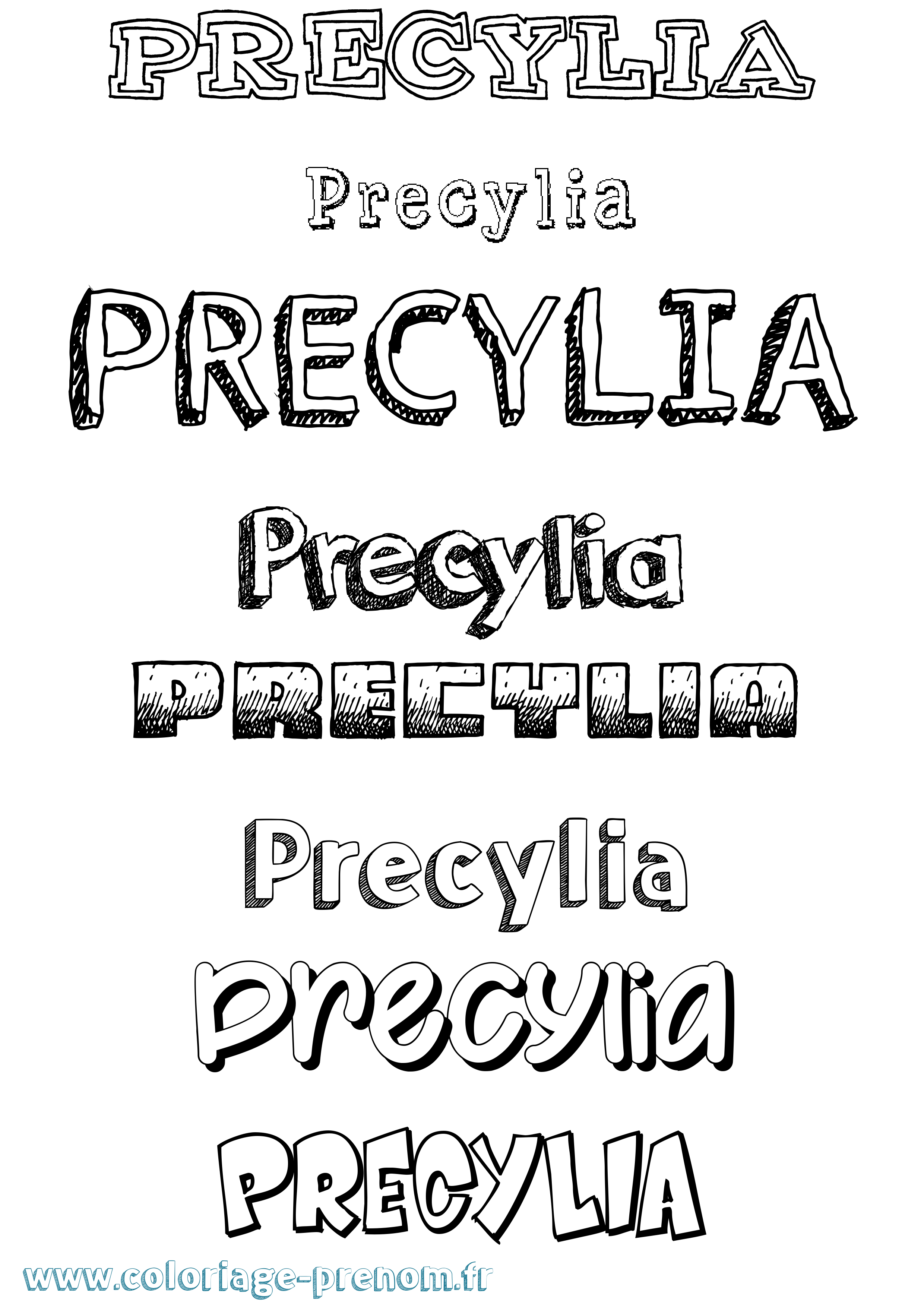 Coloriage Precylia Dessiné Coloriage prénom Precylia Dessiné