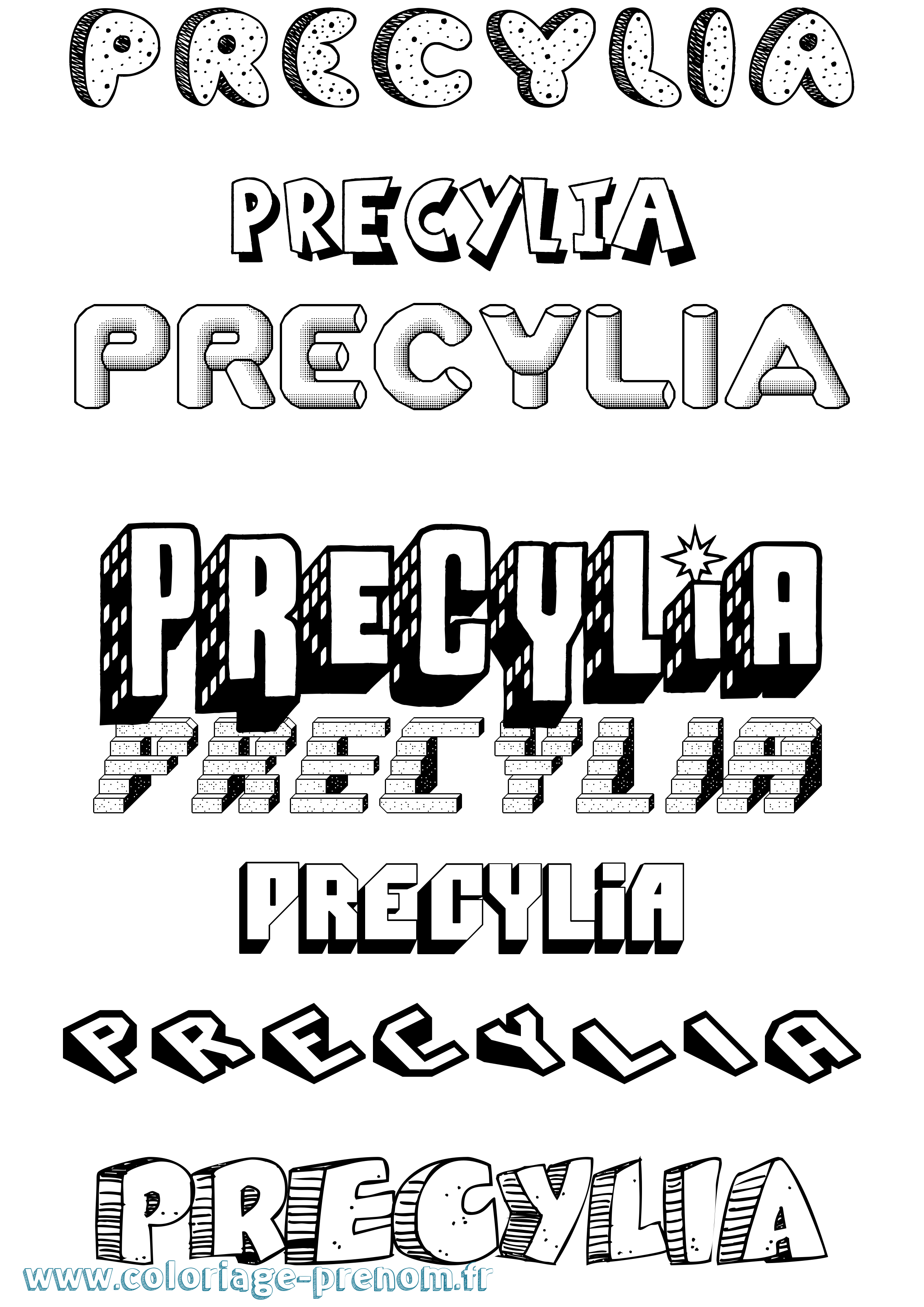 Coloriage Precylia Effet 3D Coloriage prénom Precylia Effet 3D