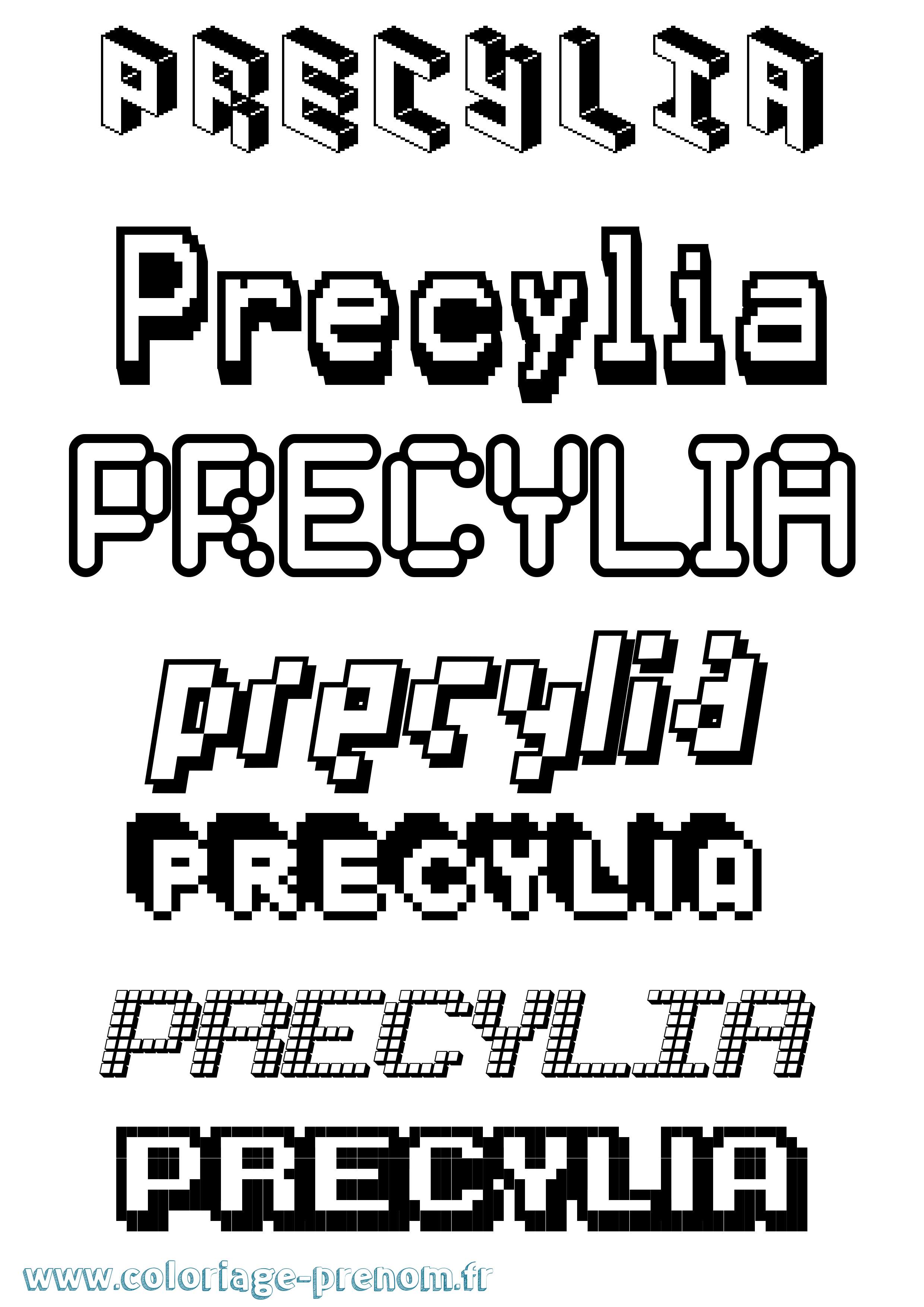 Coloriage Precylia Pixel Coloriage prénom Precylia Pixel