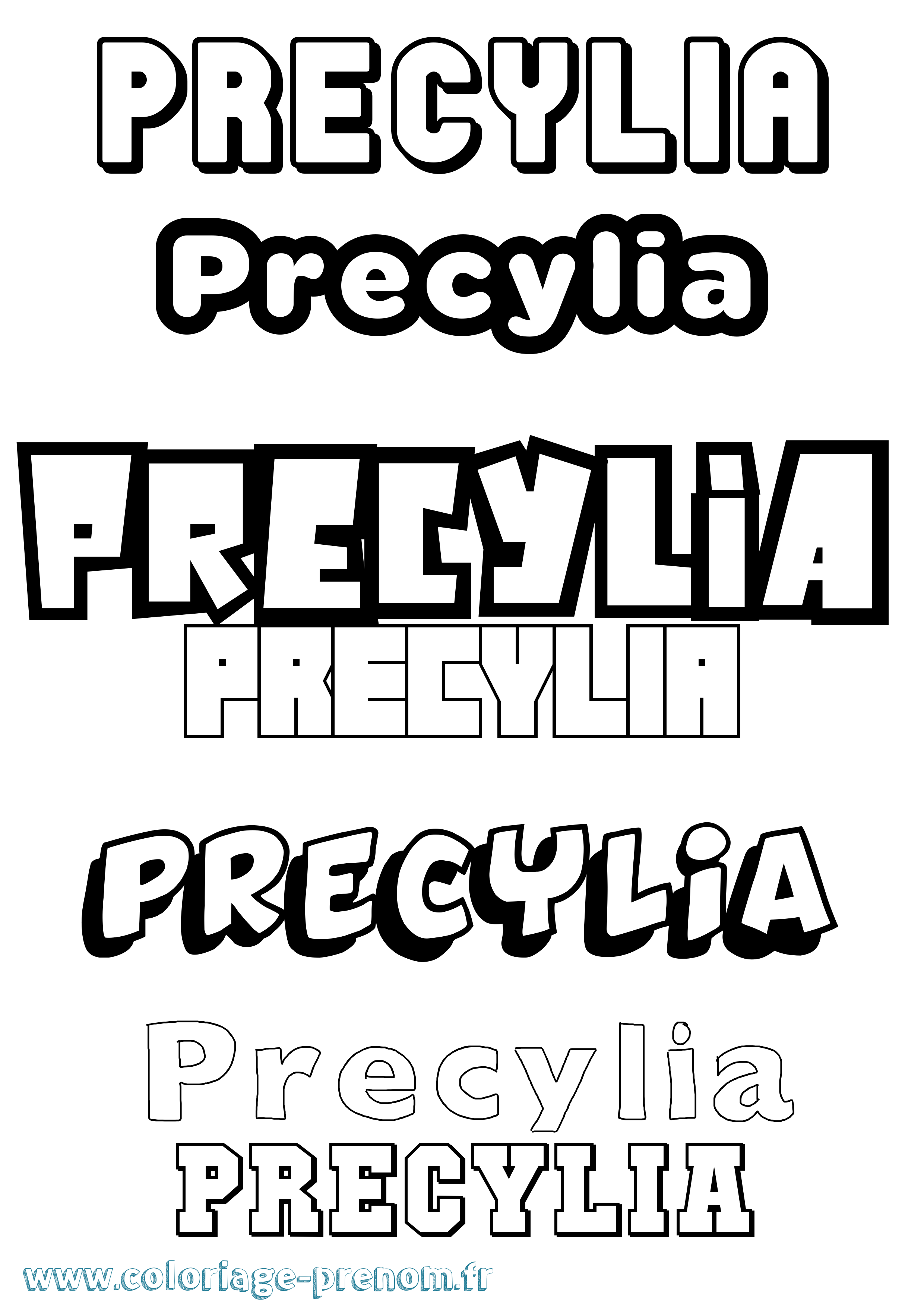 Coloriage Precylia Simple Coloriage prénom Precylia Simple