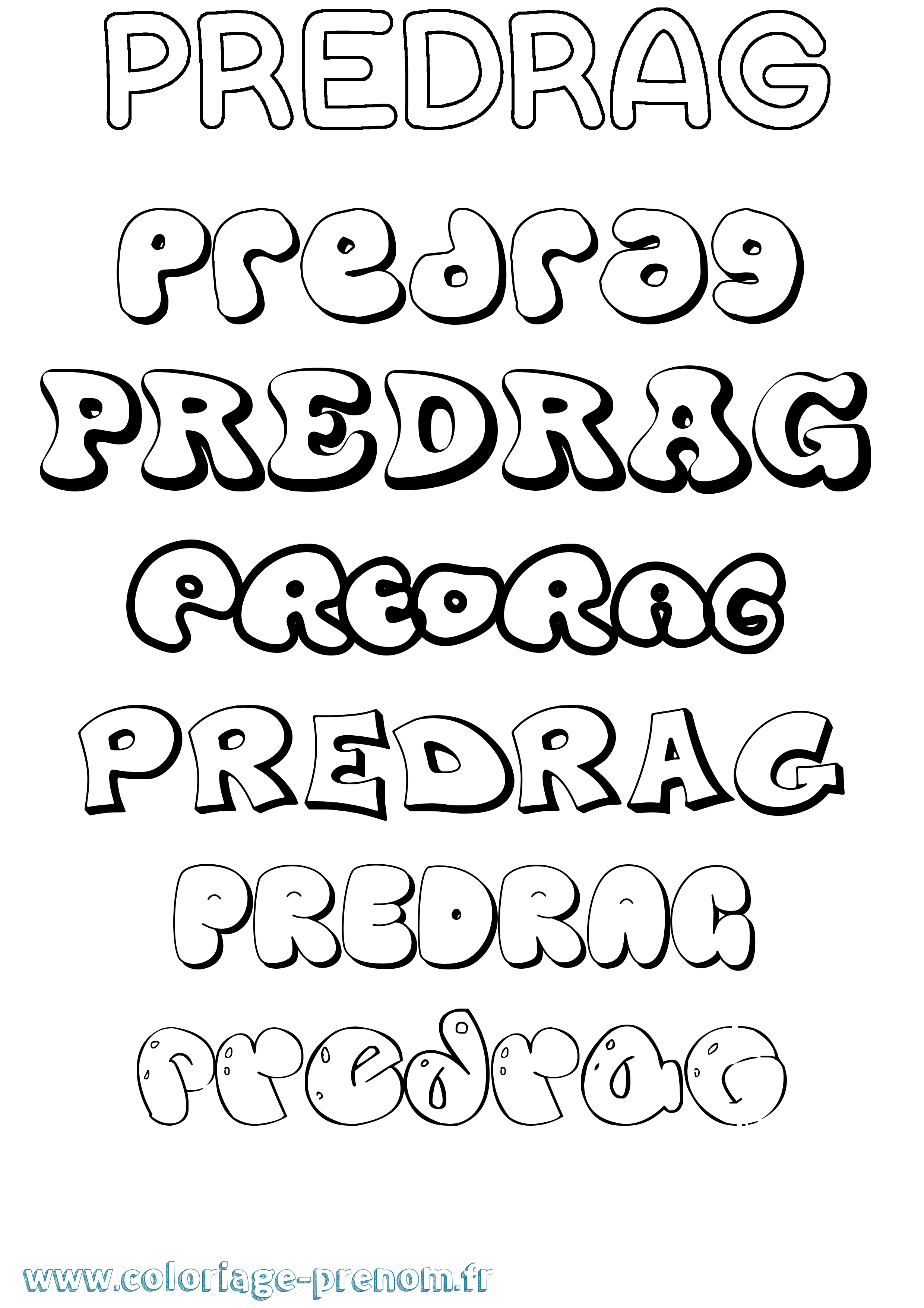 Coloriage Predrag Bubble Coloriage prénom Predrag Bubble