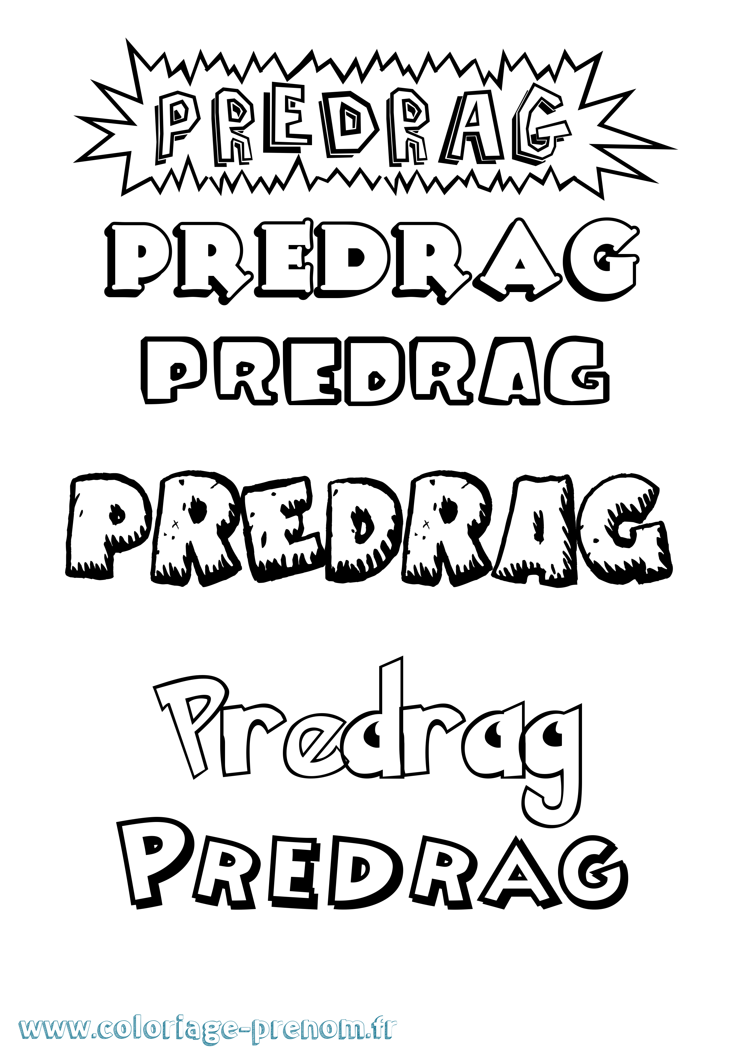 Coloriage Predrag Dessin Animé Coloriage prénom Predrag Dessin Animé