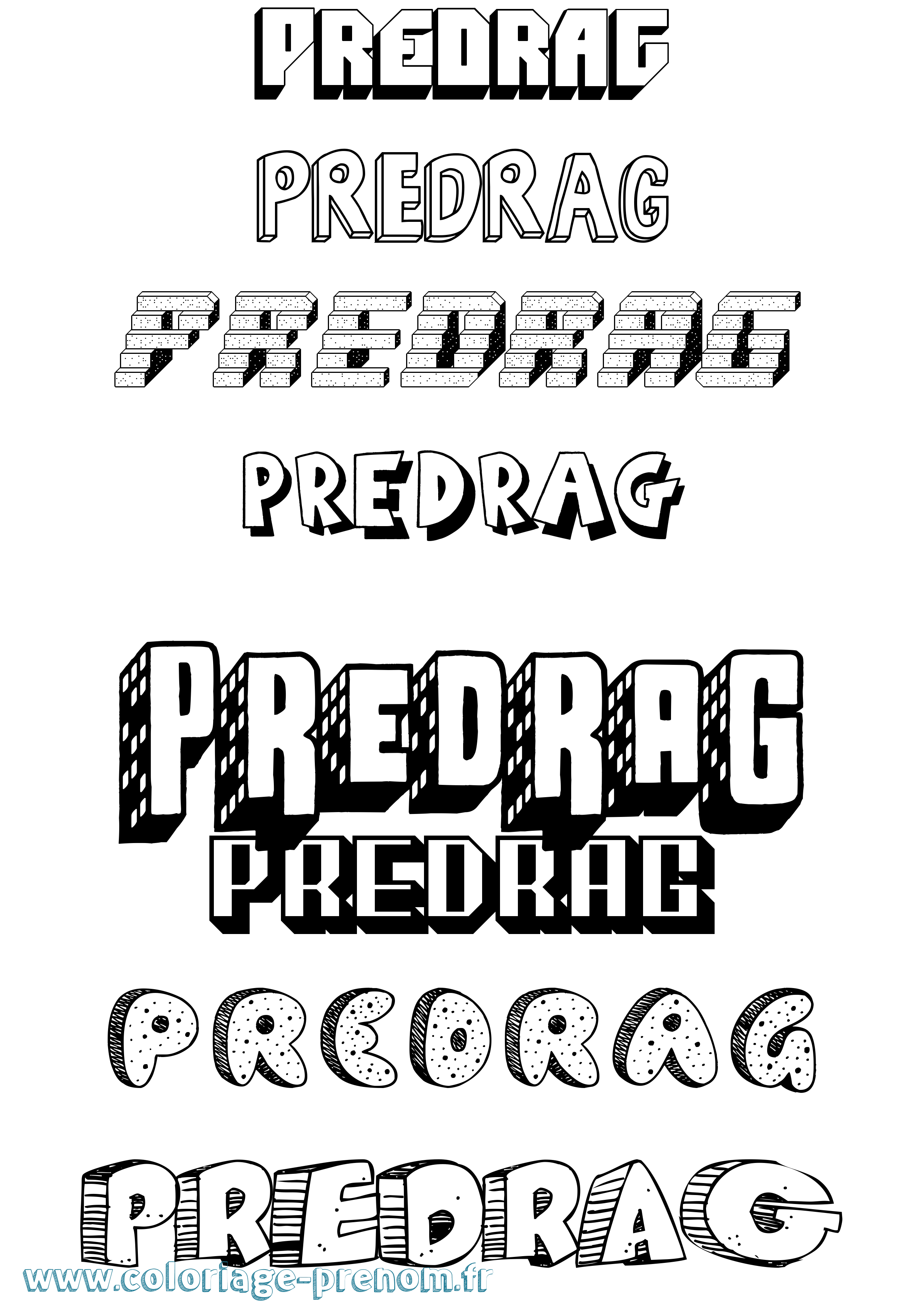 Coloriage Predrag Effet 3D Coloriage prénom Predrag Effet 3D