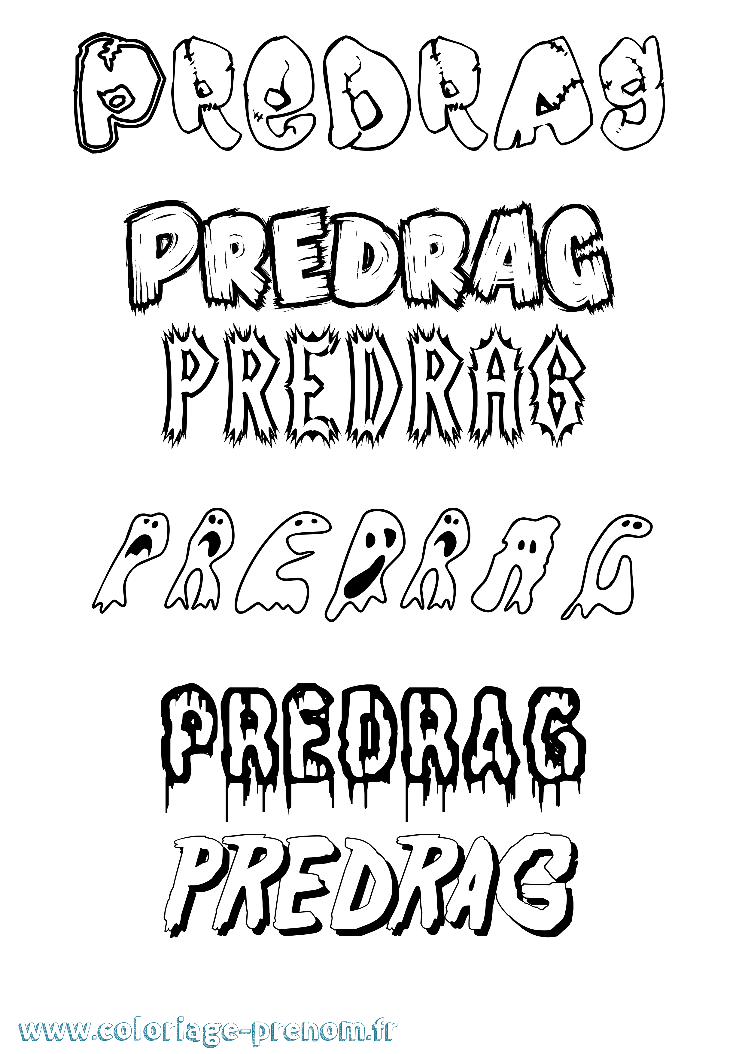 Coloriage Predrag Frisson Coloriage prénom Predrag Frisson