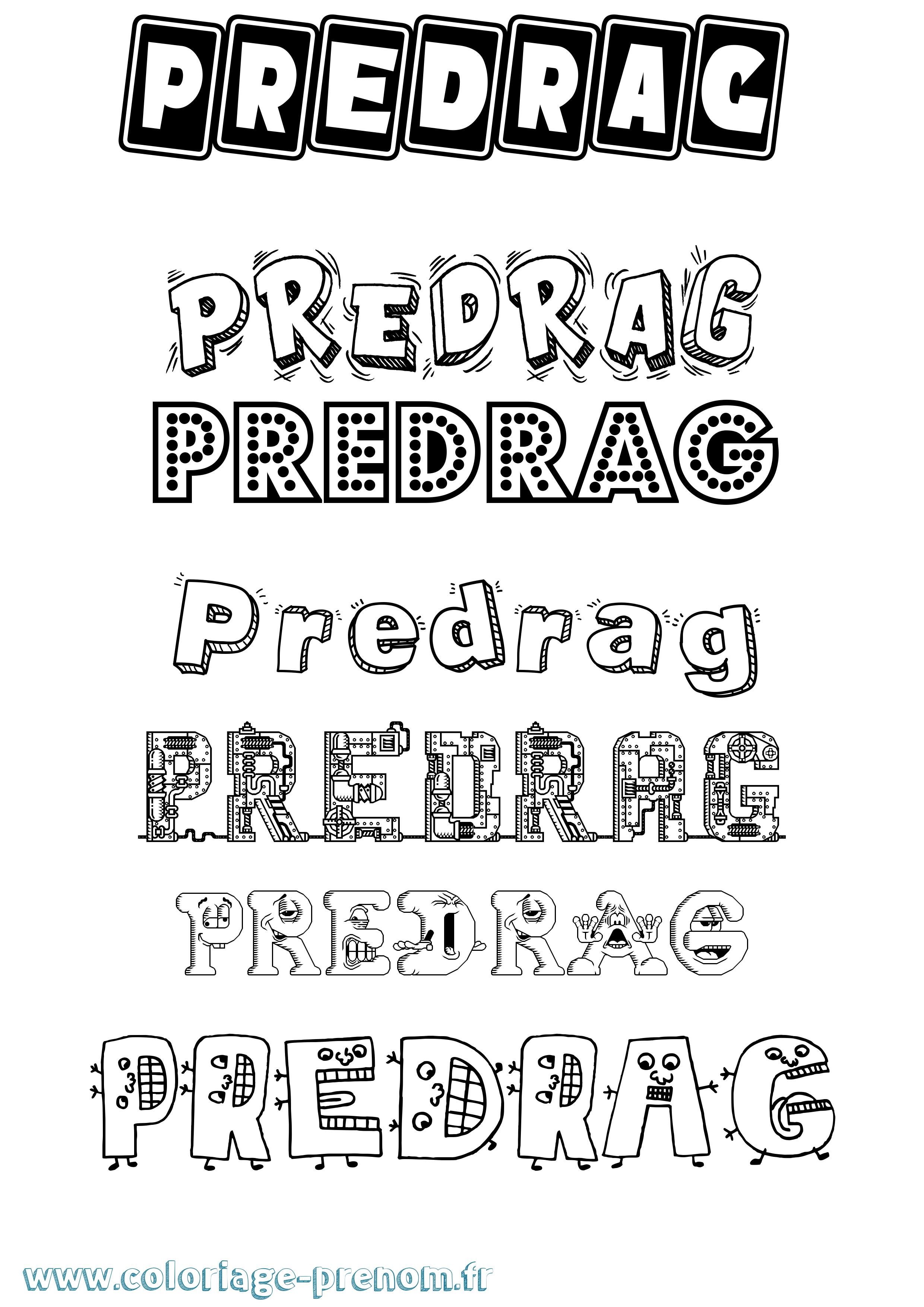 Coloriage Predrag Fun Coloriage prénom Predrag Fun