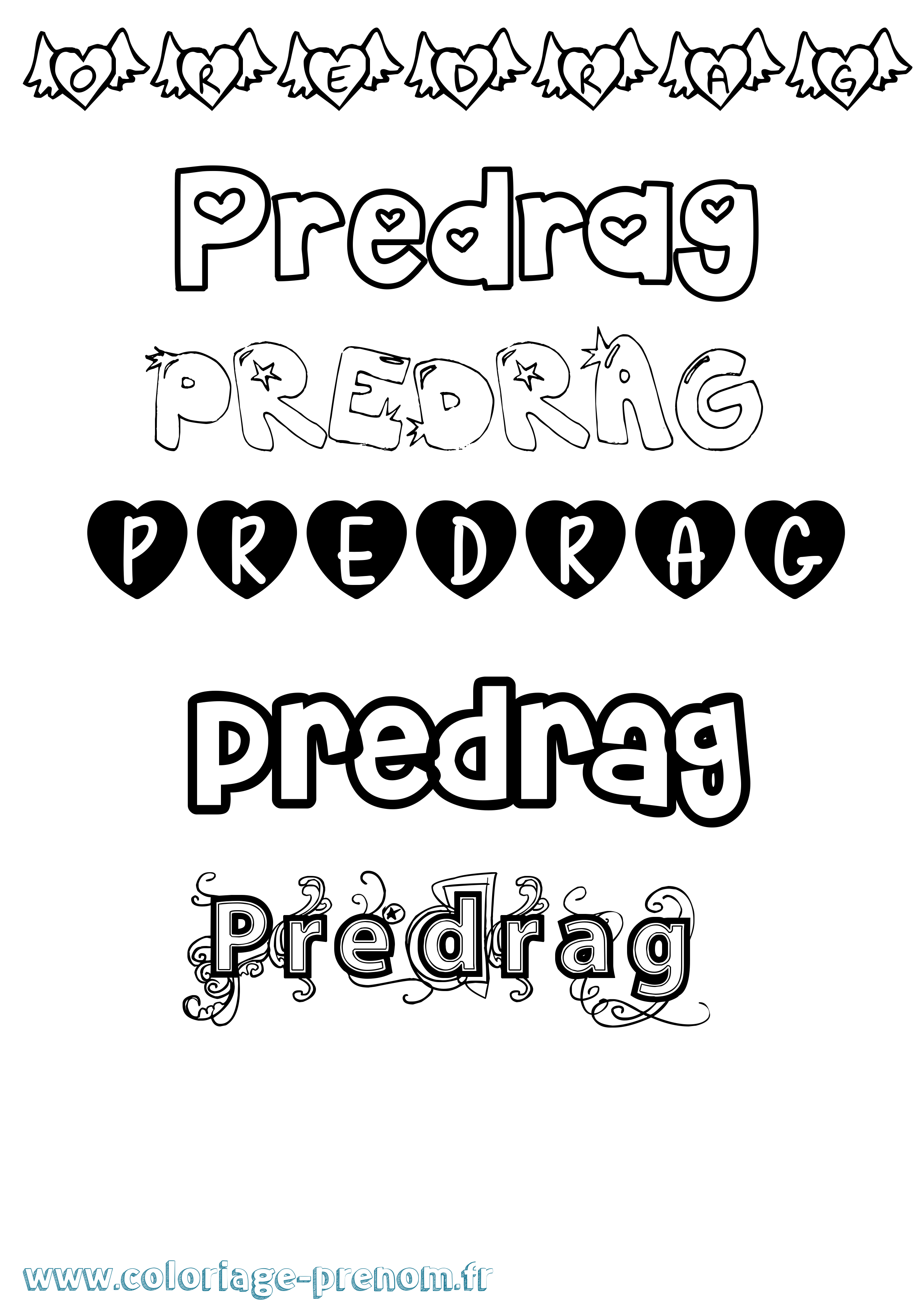 Coloriage Predrag Girly Coloriage prénom Predrag Girly