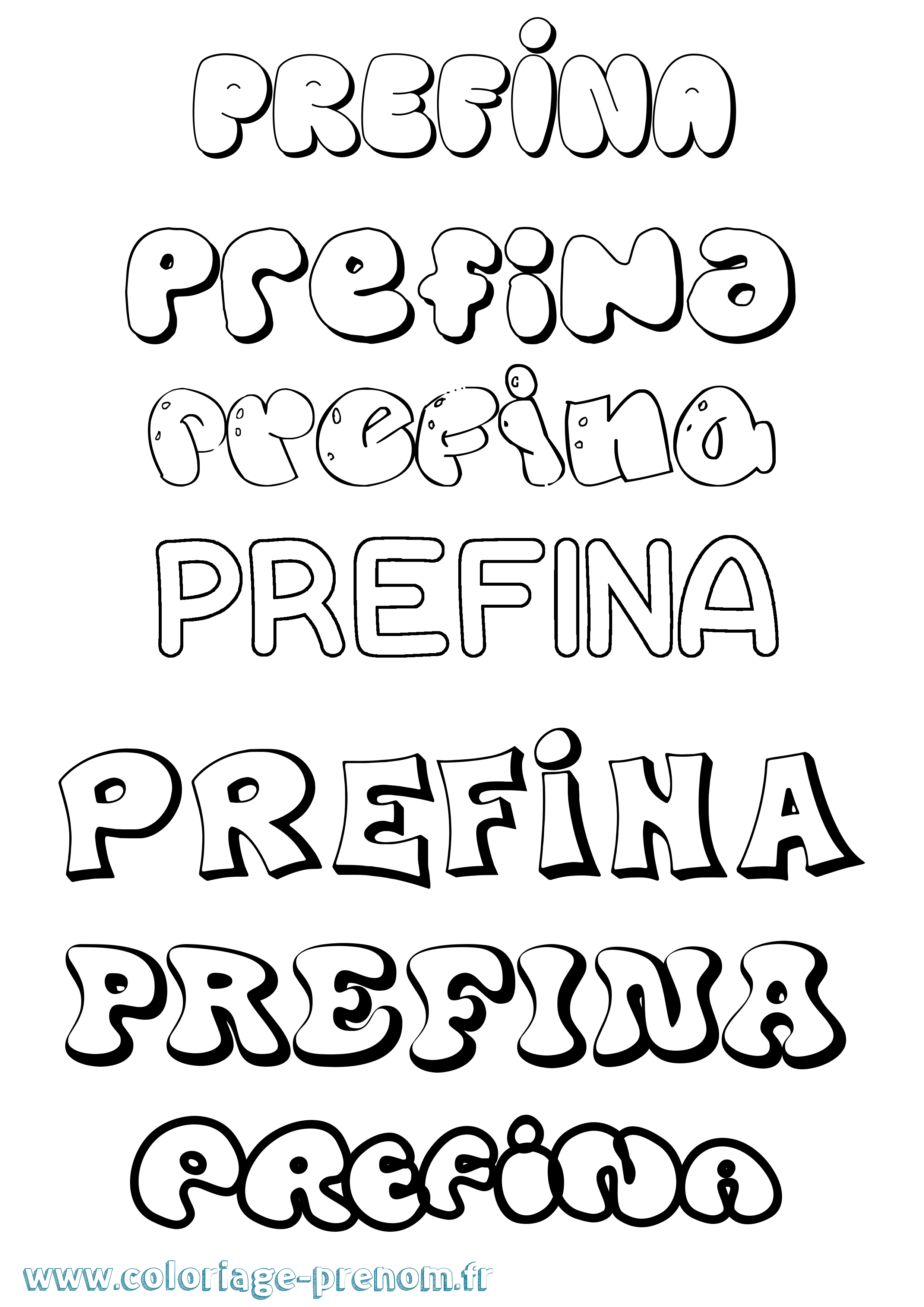 Coloriage Prefina Bubble Coloriage prénom Prefina Bubble