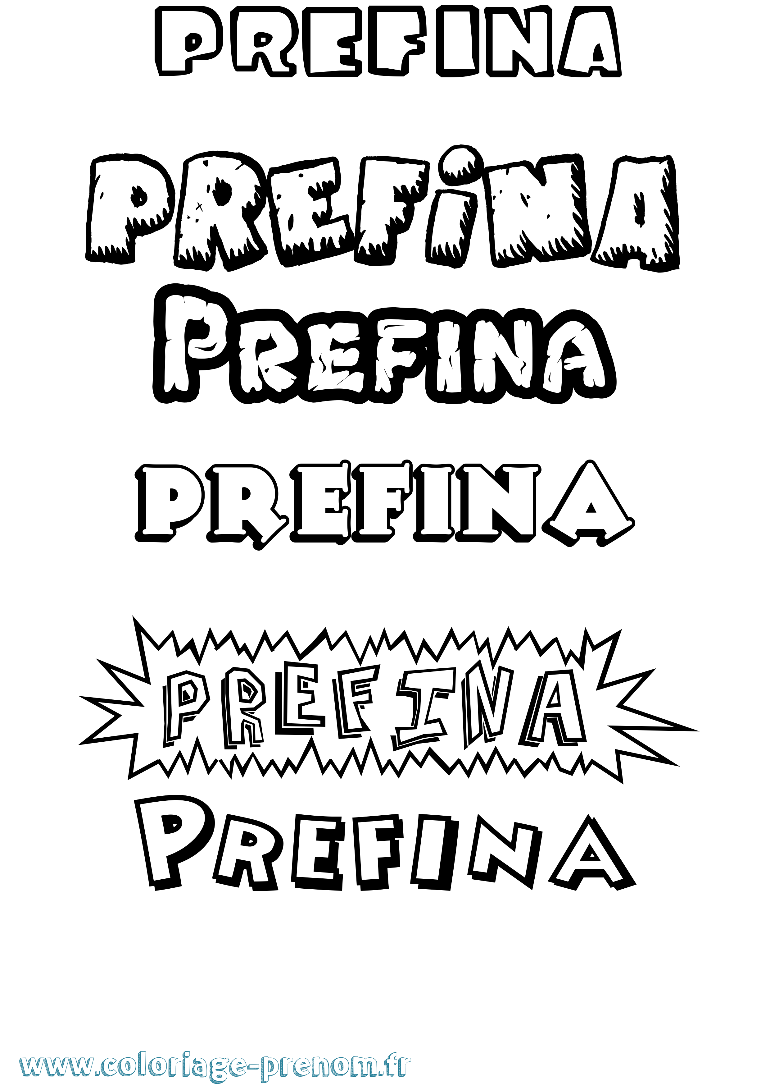 Coloriage Prefina Dessin Animé Coloriage prénom Prefina Dessin Animé